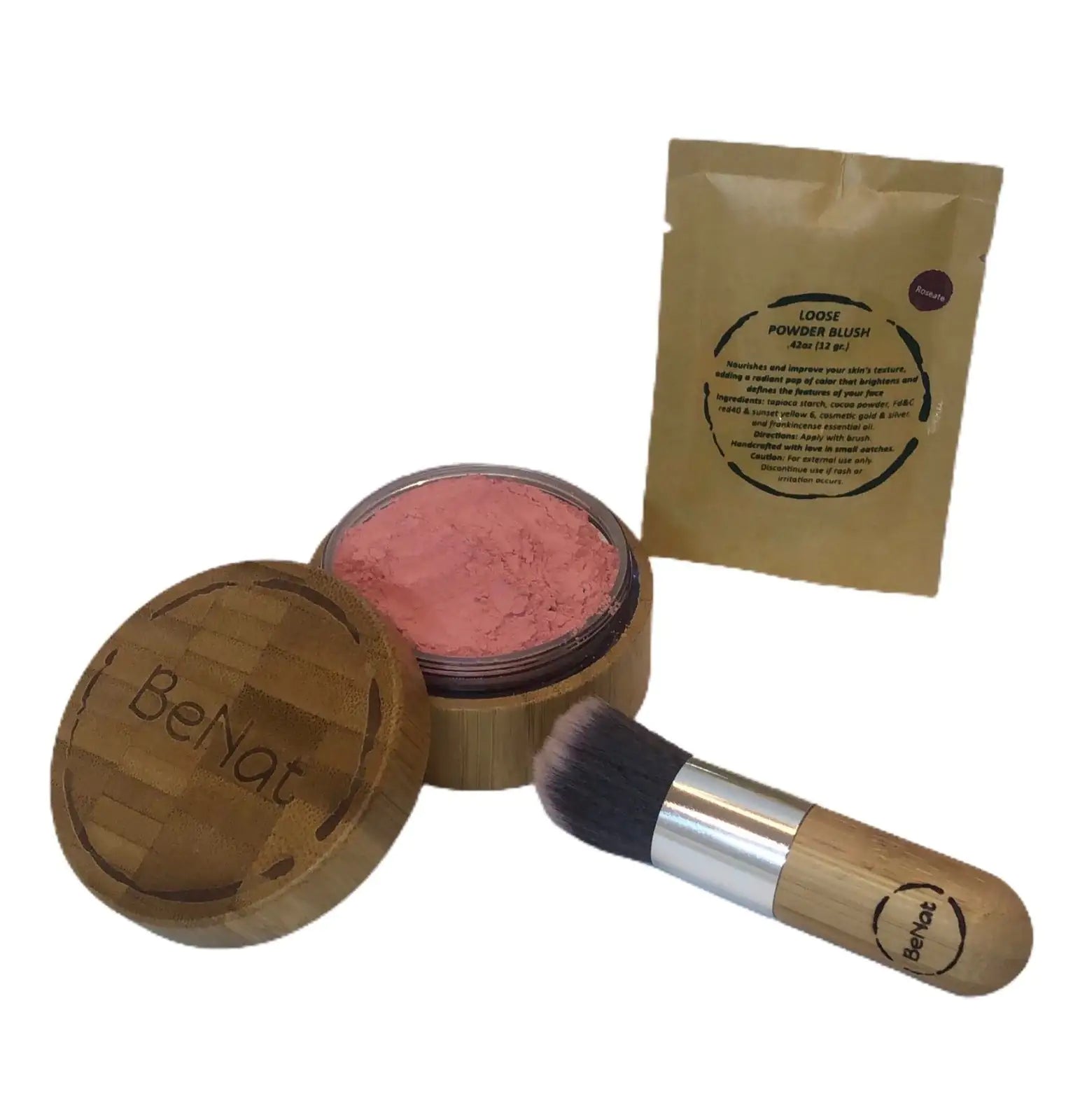 Natural Blush Loose Powder Set with Reusable Bamboo Container - GNS Beauty & Personal Care