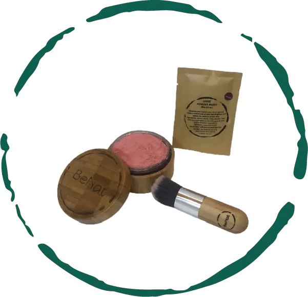 Natural Blush Loose Powder Set with Reusable Bamboo Container - GNS Beauty & Personal Care