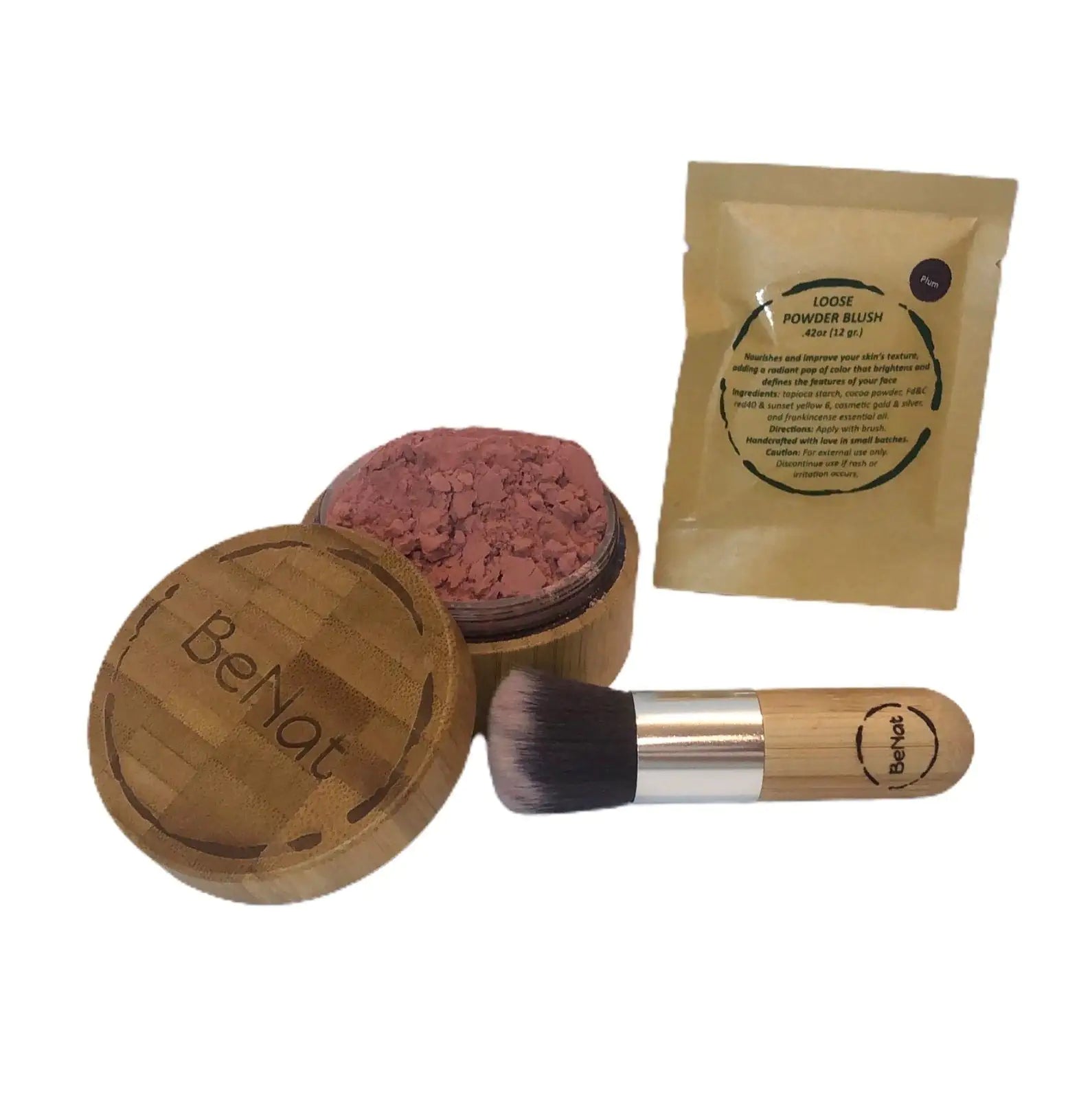 Natural Blush Loose Powder Set with Reusable Bamboo Container - GNS Beauty & Personal Care