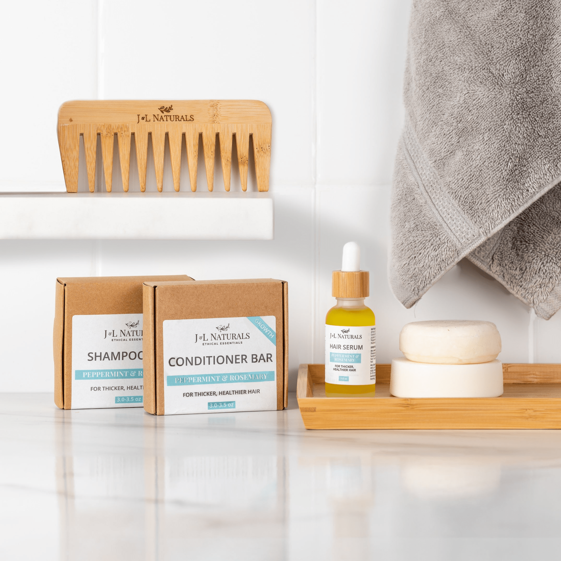 Natural Hair Care Kit Essentials | 4 - Piece Bars + Serum Set - GNS Beauty & Personal Care