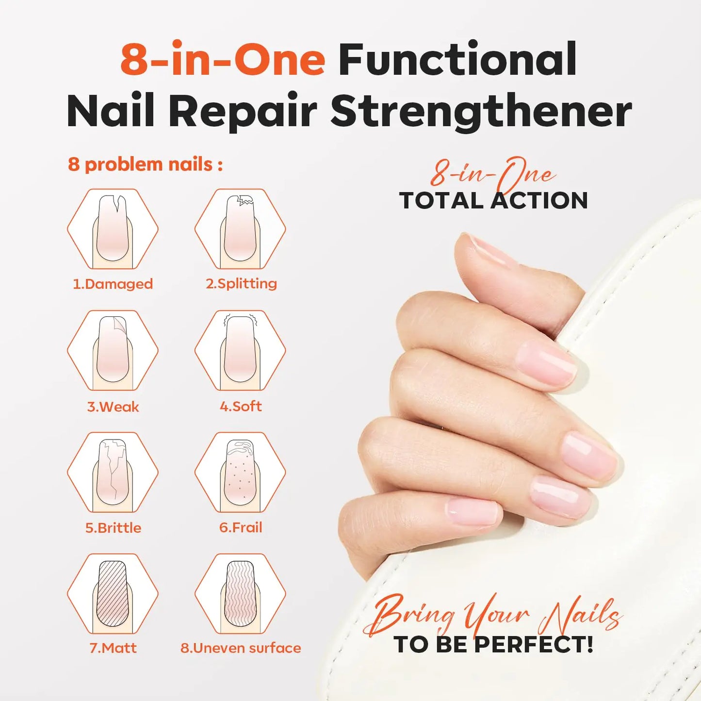 Modelones Nail Strengthener 8-in-One Repair & Growth Treatment, 15ml