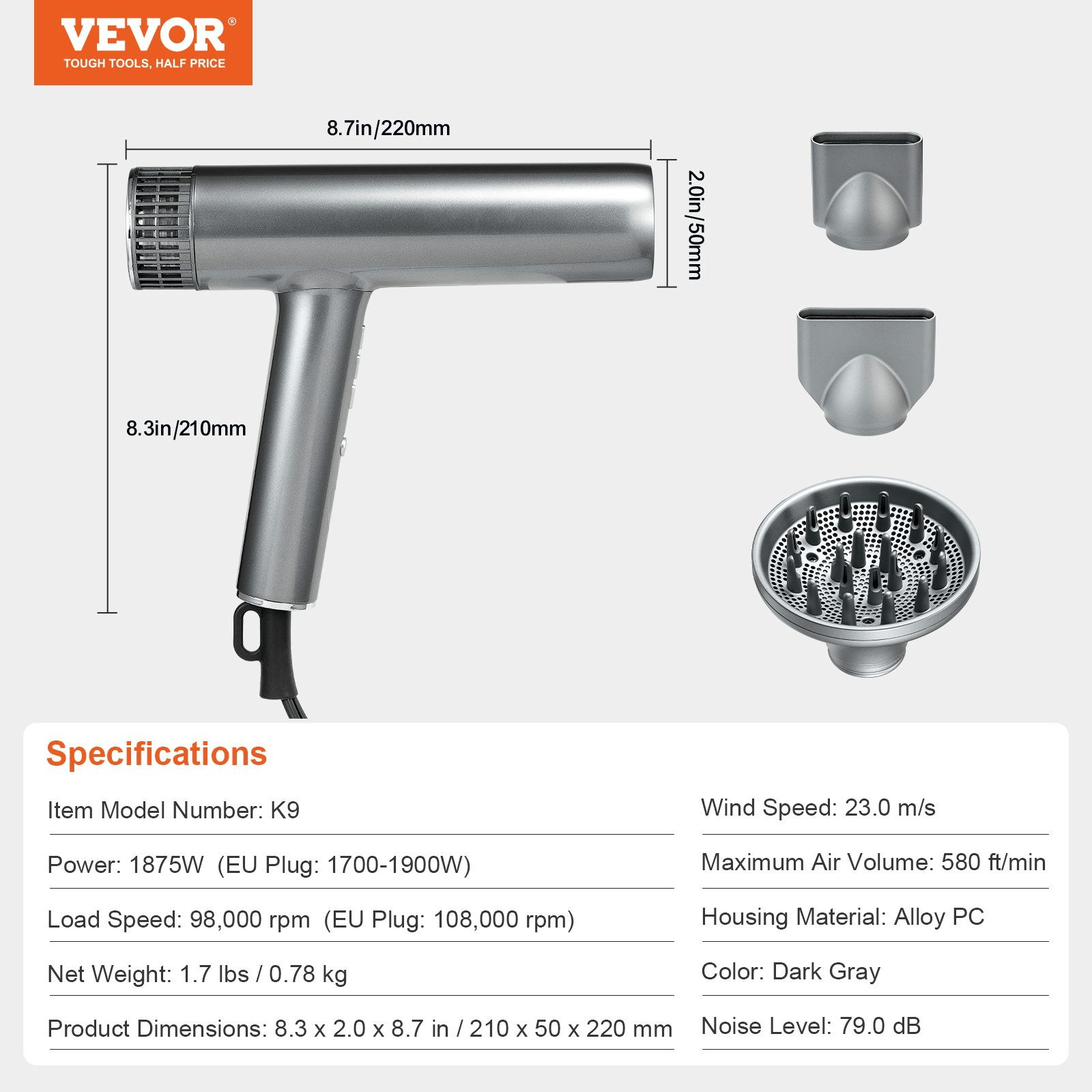 Negative Ion Professional Hair Dryer – 98,000RPM Salon - Quality Styling - GNS Beauty & Personal Care