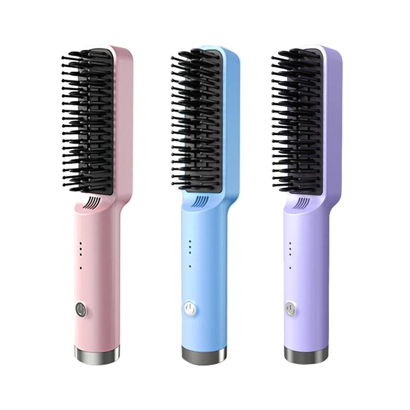 Cordless Hair Straightener Brush with Fast Ionic Heat