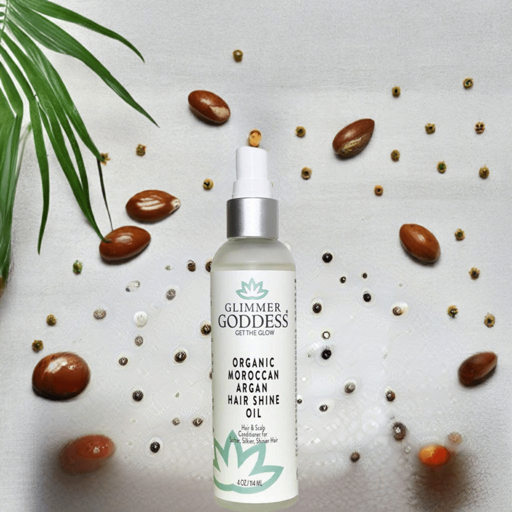 Organic Argan Oil Hair Shine Spray by Glimmer Goddess – Lightweight Gloss, Frizz Control, 4 oz - GNS Beauty & Personal Care