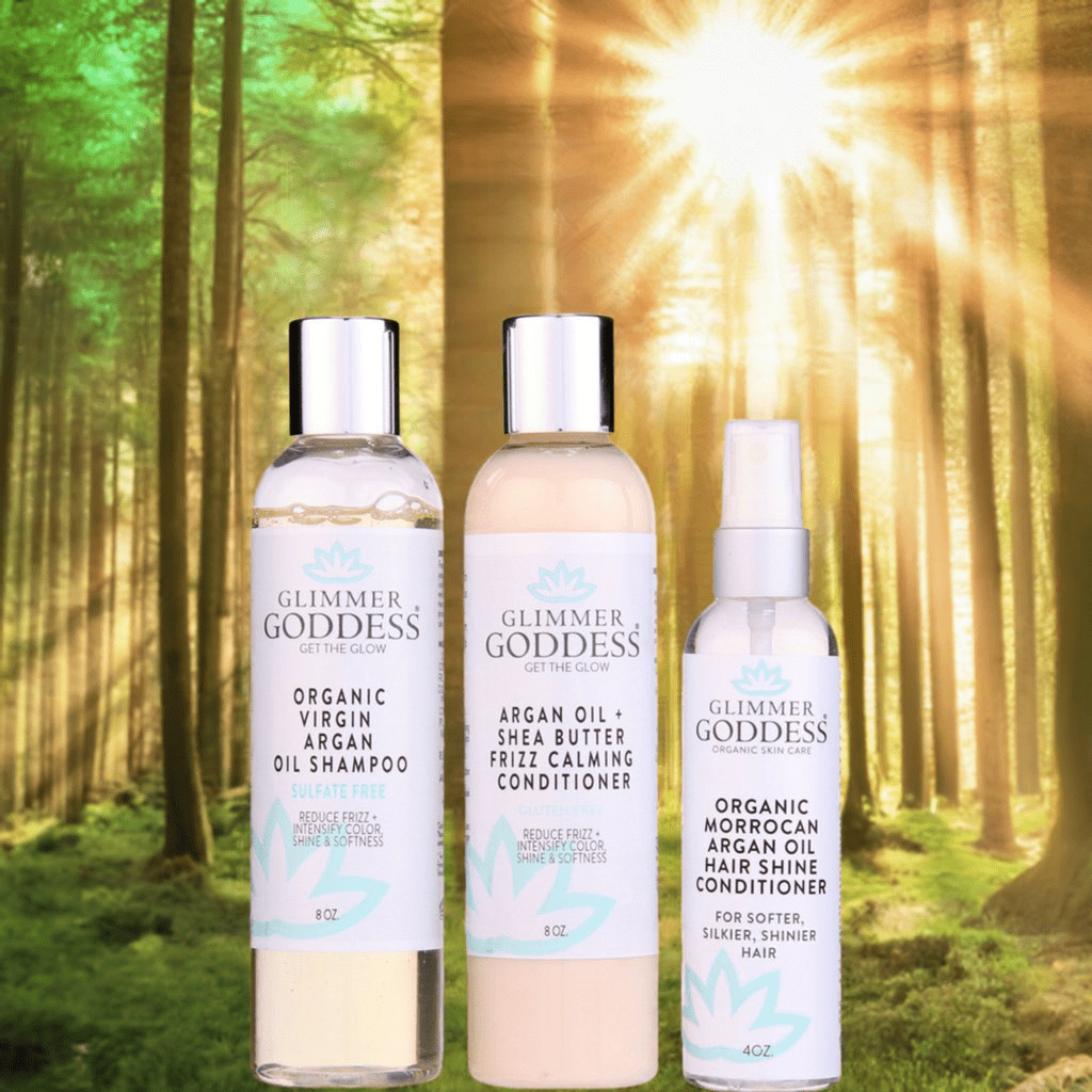 Organic Argan Oil Hair Treatment Trio - Hydrating Shampoo, Conditioner & Shine Spray - GNS Beauty & Personal Care