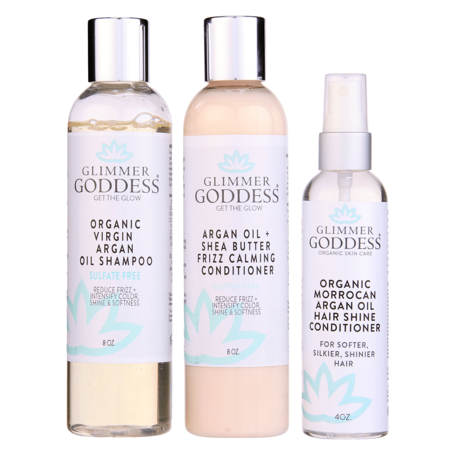 Organic Argan Oil Hair Treatment Trio - Hydrating Shampoo, Conditioner & Shine Spray - GNS Beauty & Personal Care