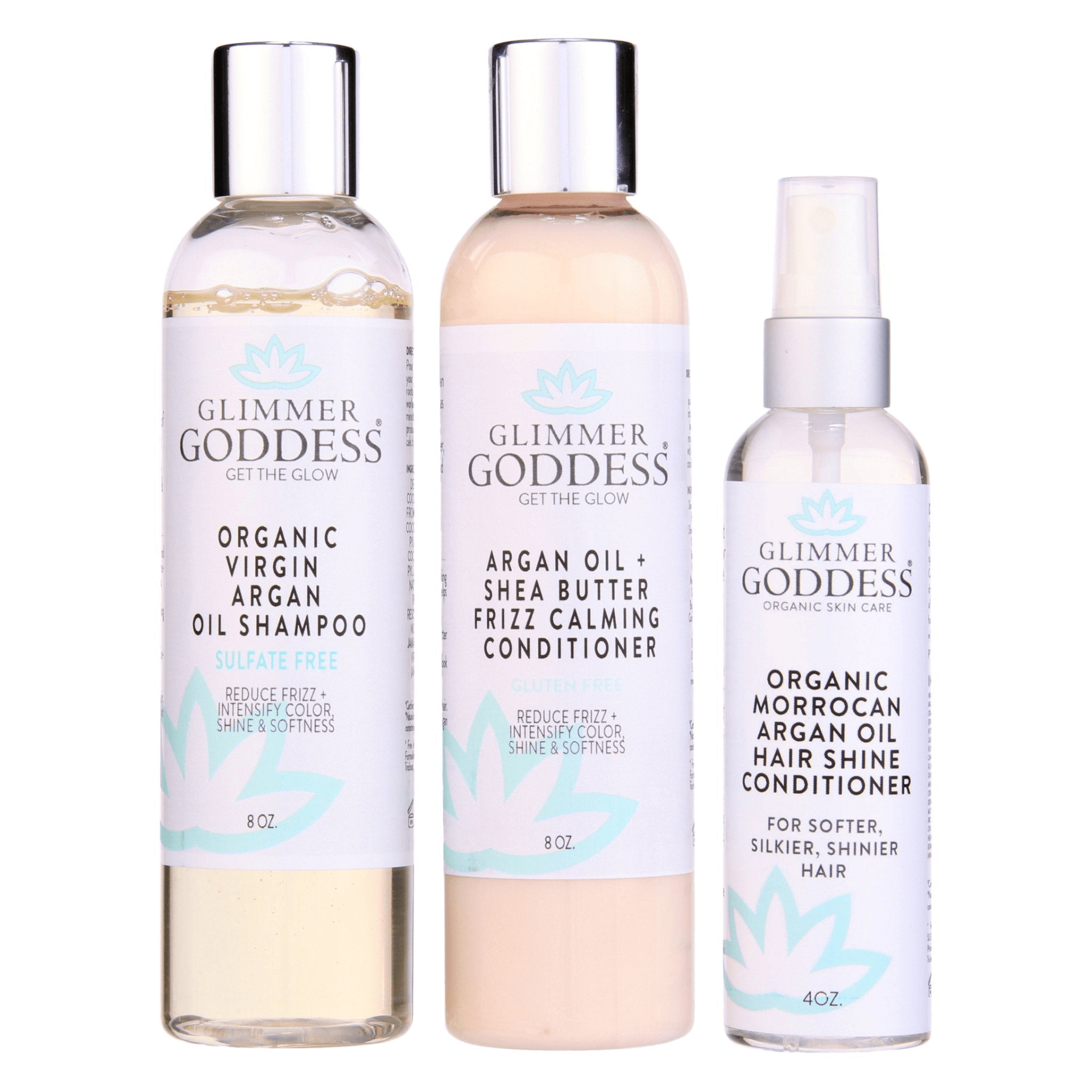 Organic Argan Oil Hair Treatment Trio - Hydrating Shampoo, Conditioner & Shine Spray - GNS Beauty & Personal Care