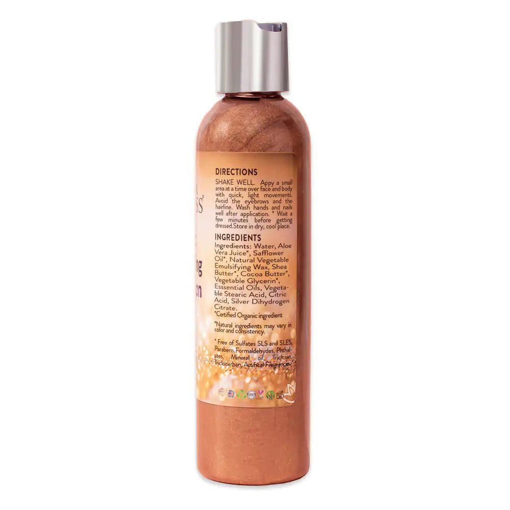Organic Bronze Shimmer Lotion - Medium Coverage, Chemical - Free - GNS Beauty & Personal Care