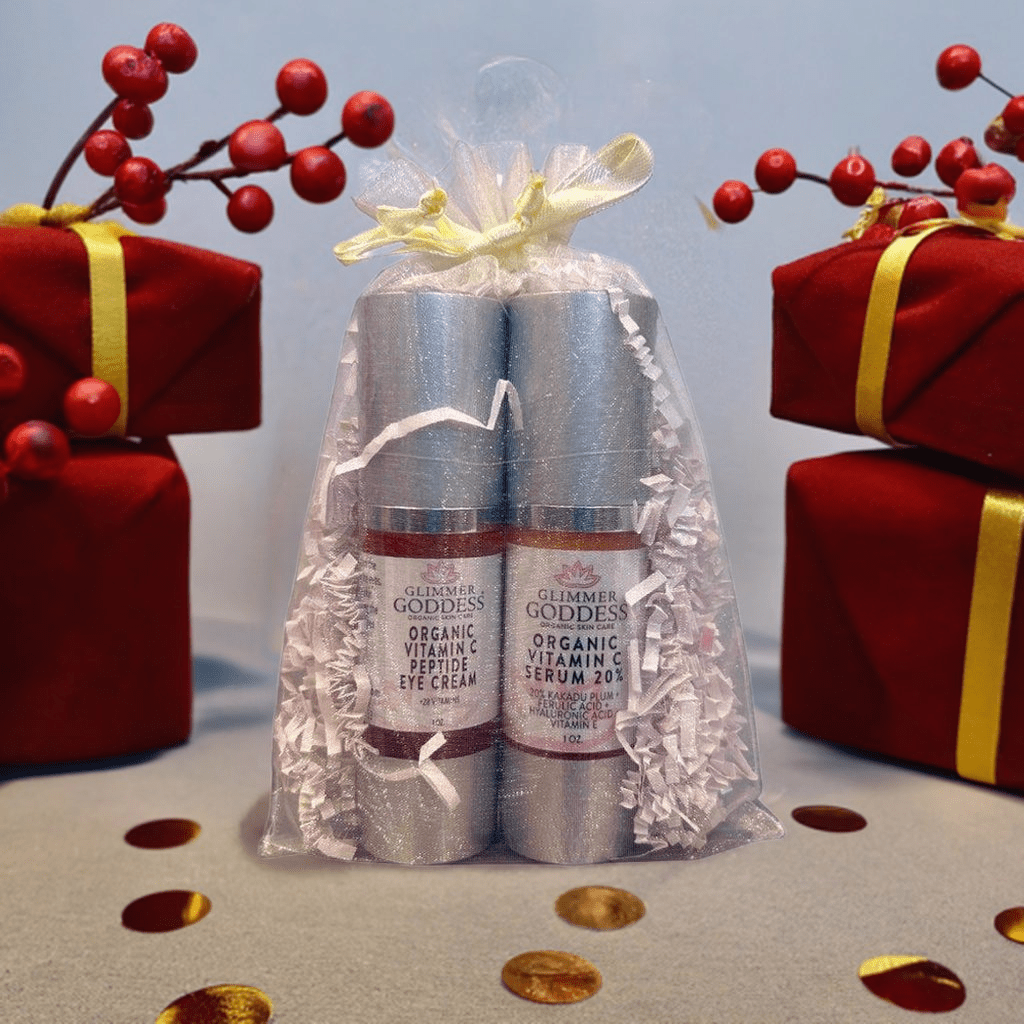 Organic Vitamin C Serum + Peptide Eye Serum Gift Set by Glimmer Goddess - GNS Beauty & Personal Care