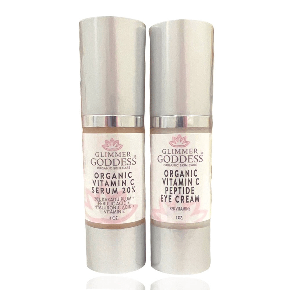Organic Vitamin C Serum + Peptide Eye Serum Gift Set by Glimmer Goddess - GNS Beauty & Personal Care