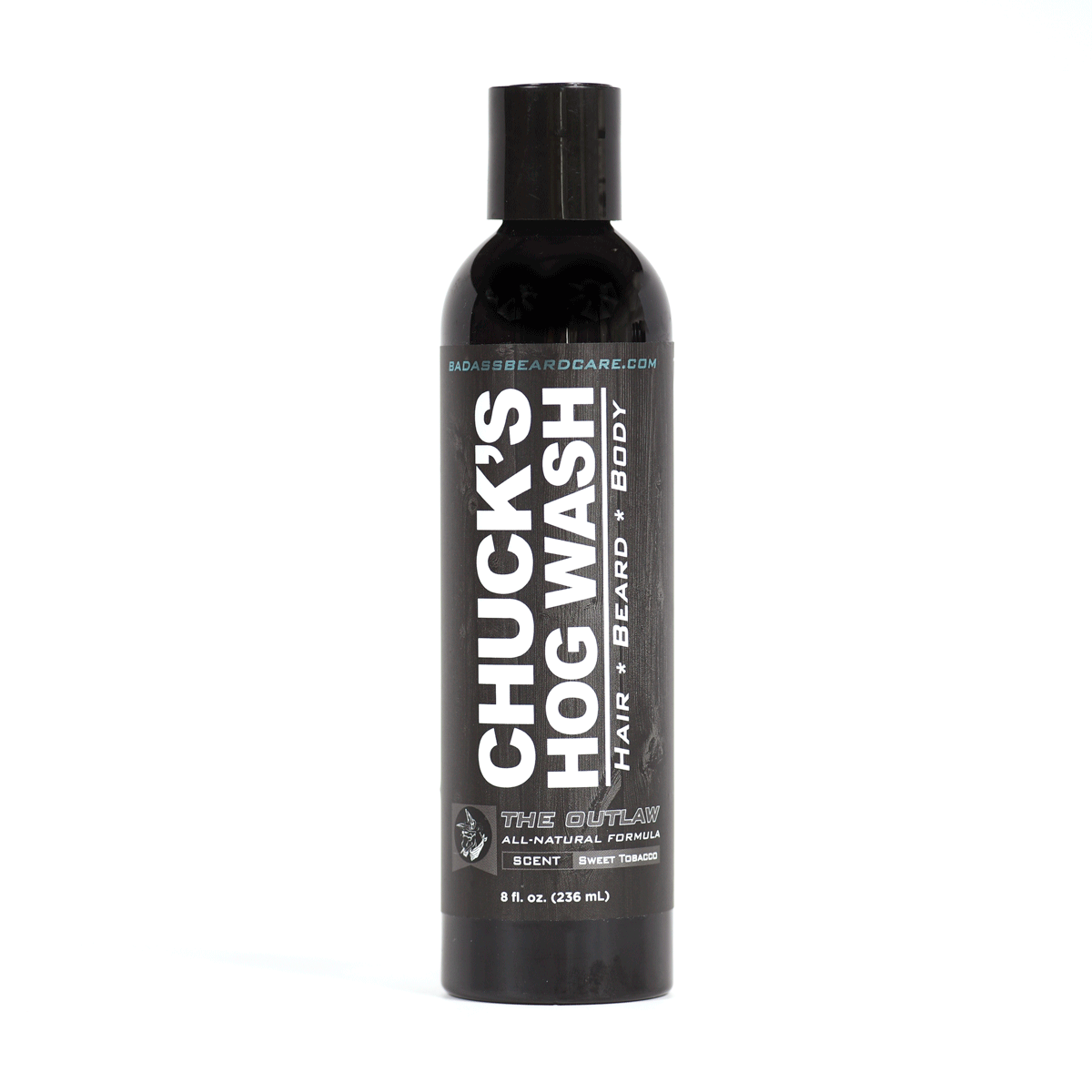Badass Beard Care Chuck's Hog Wash - The Outlaw | 3-in-1 Beard, Hair & Body Wash