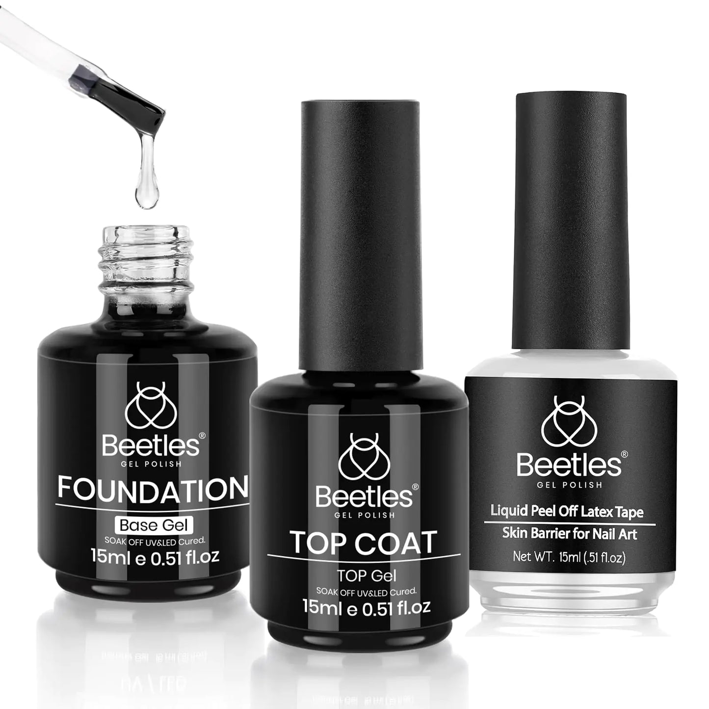 3Pcs Gel Polish Set: Top & Base Coat with Liquid Latex