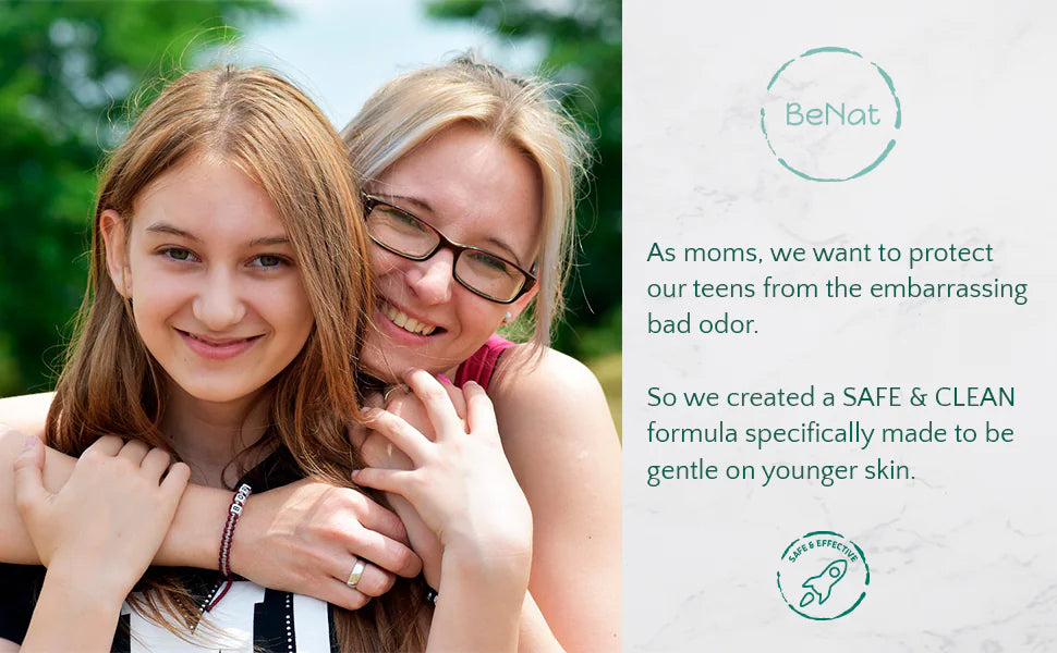BeNat All-Natural Deodorant for Kids & Teens - Gentle & Aluminum-Free