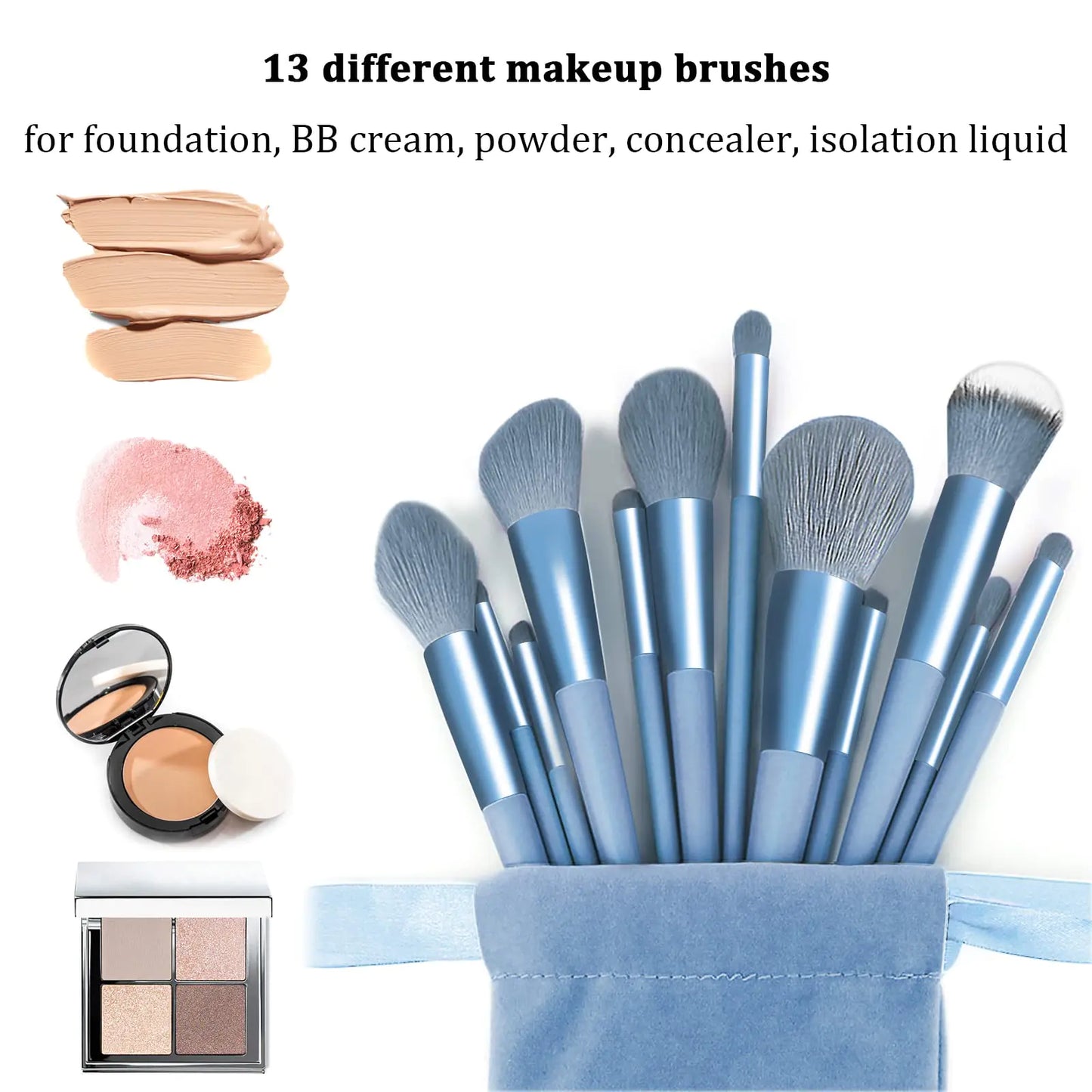 Koccido 22 Piece Makeup Brush Kit - Foundation, Eyeshadow, and More (Blue Set)