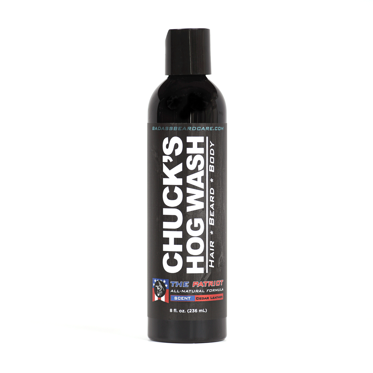 Badass Beard Care Chuck's Hog Wash - The Patriot | 3-in-1 Beard, Hair & Body Wash