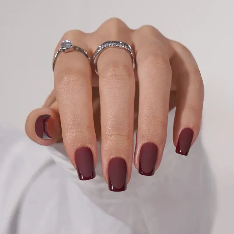Plum Velvet Square Nails - Press On Nails | Long Lasting & Reusable - GNS Beauty & Personal Care