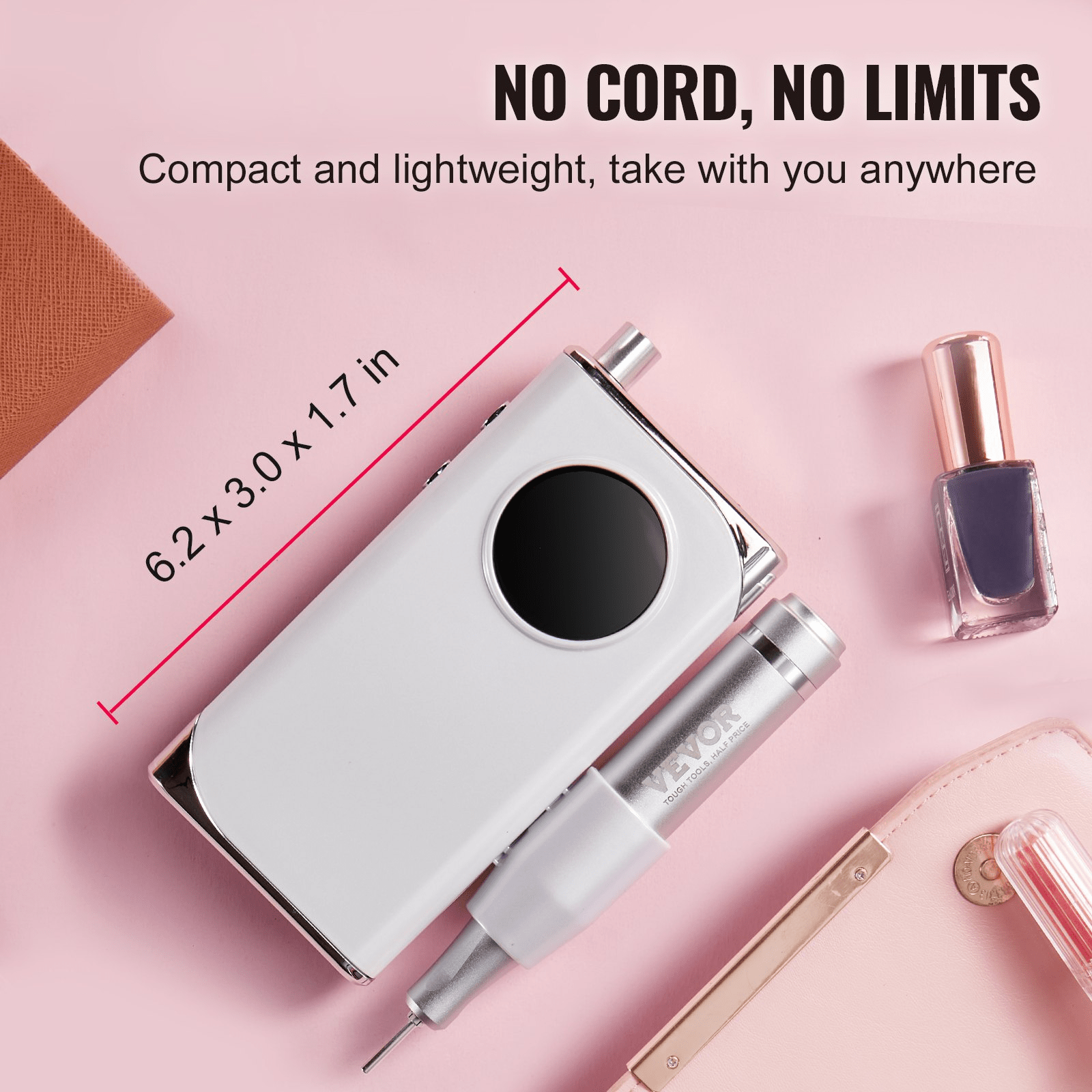 Portable Nail Drill 40000RPM | Cordless Rechargeable with LCD Display & 6 Bits - GNS Beauty & Personal Care