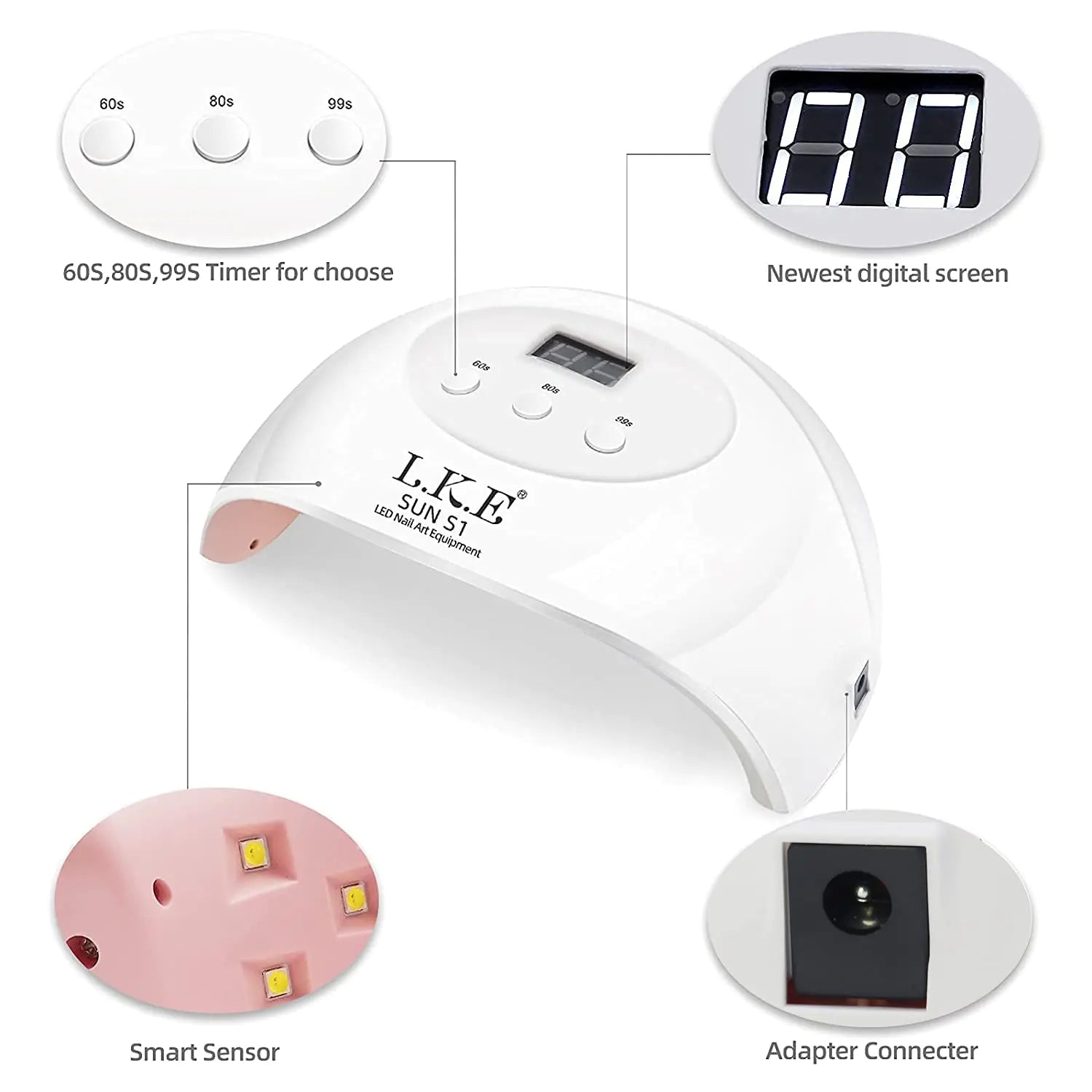 Professional Nail Art Dryer - LKE 72W Gel UV LED Lamp - GNS Beauty & Personal Care