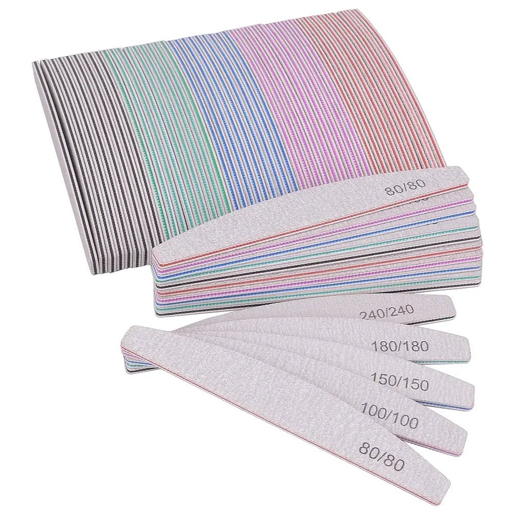 Professional Nail File Set - 5/10 Pcs, 80 to 240 Grit, Half - Moon Design - GNS Beauty & Personal Care