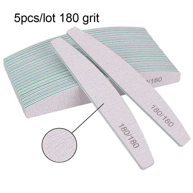 Professional Nail File Set - 5/10 Pcs, 80 to 240 Grit, Half - Moon Design - GNS Beauty & Personal Care