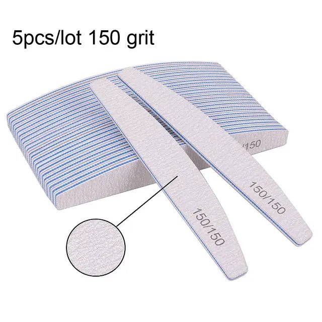 Professional Nail File Set - 5/10 Pcs, 80 to 240 Grit, Half - Moon Design - GNS Beauty & Personal Care