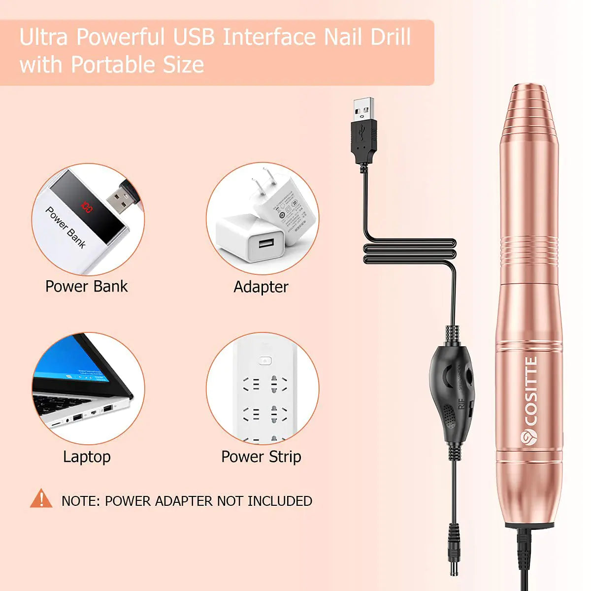 High-Performance Home Salon Nail Drill - Gold