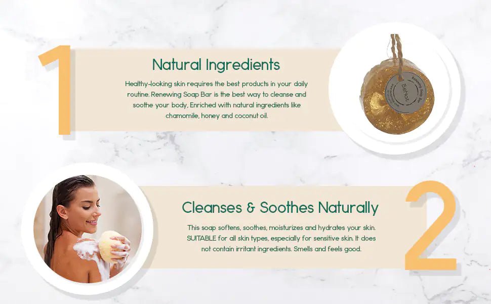Renewing Soap Bar – Chamomile, Honey & Coconut Oil for Calm, Hydrated Skin - GNS Beauty & Personal Care