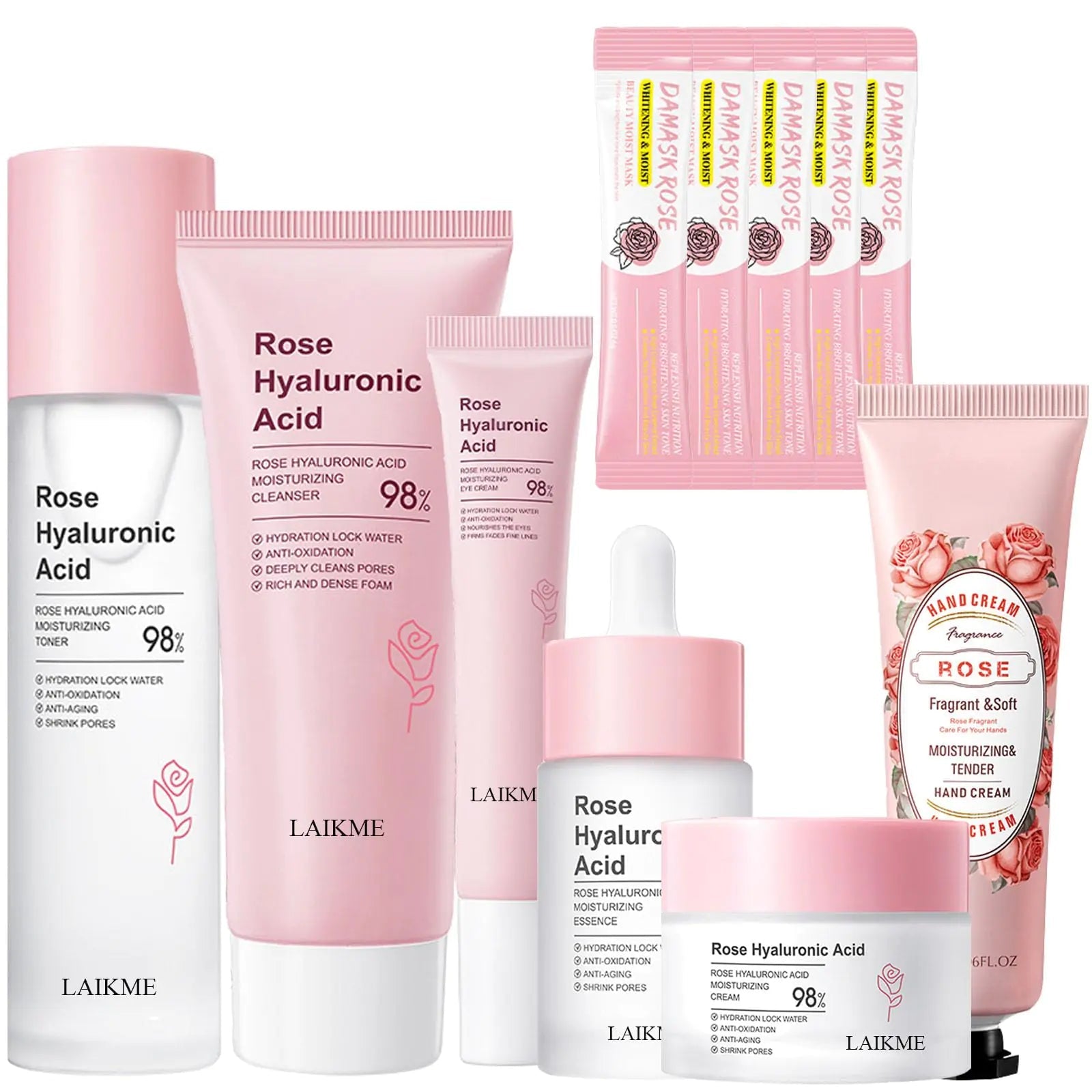 Rose Skin Care Set – 11 - Piece Hydrating &amp; Rejuvenating Routine for All Skin Types - GNS Beauty & Personal Care