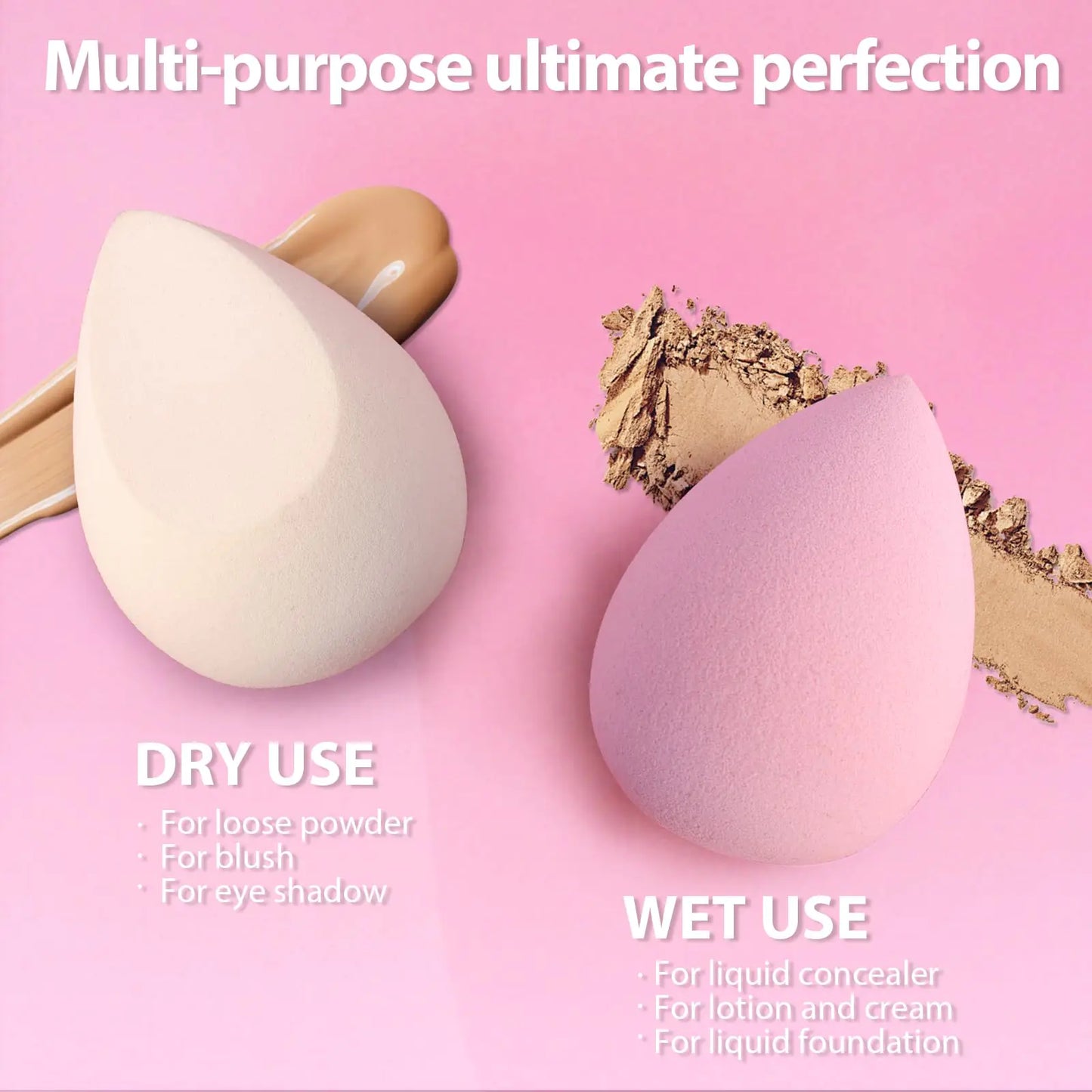 Latex Free Makeup Sponge Set - 7 Multi-Colored Beauty Blenders with Mini Sponge, Perfect for Liquid, Cream, and Powder Application