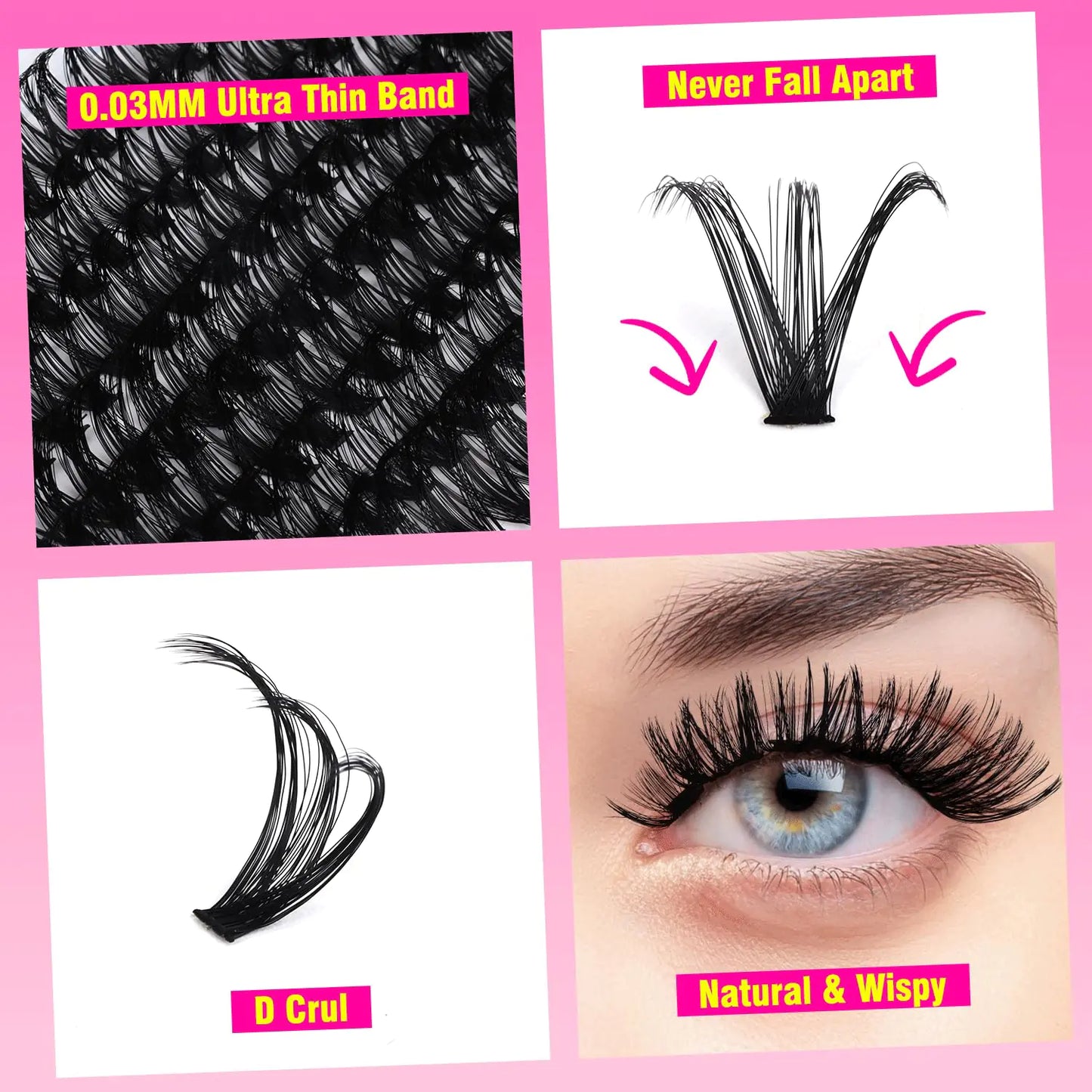 Salon Quality DIY Lash Extension Set - 280 Pieces, C & D Curls