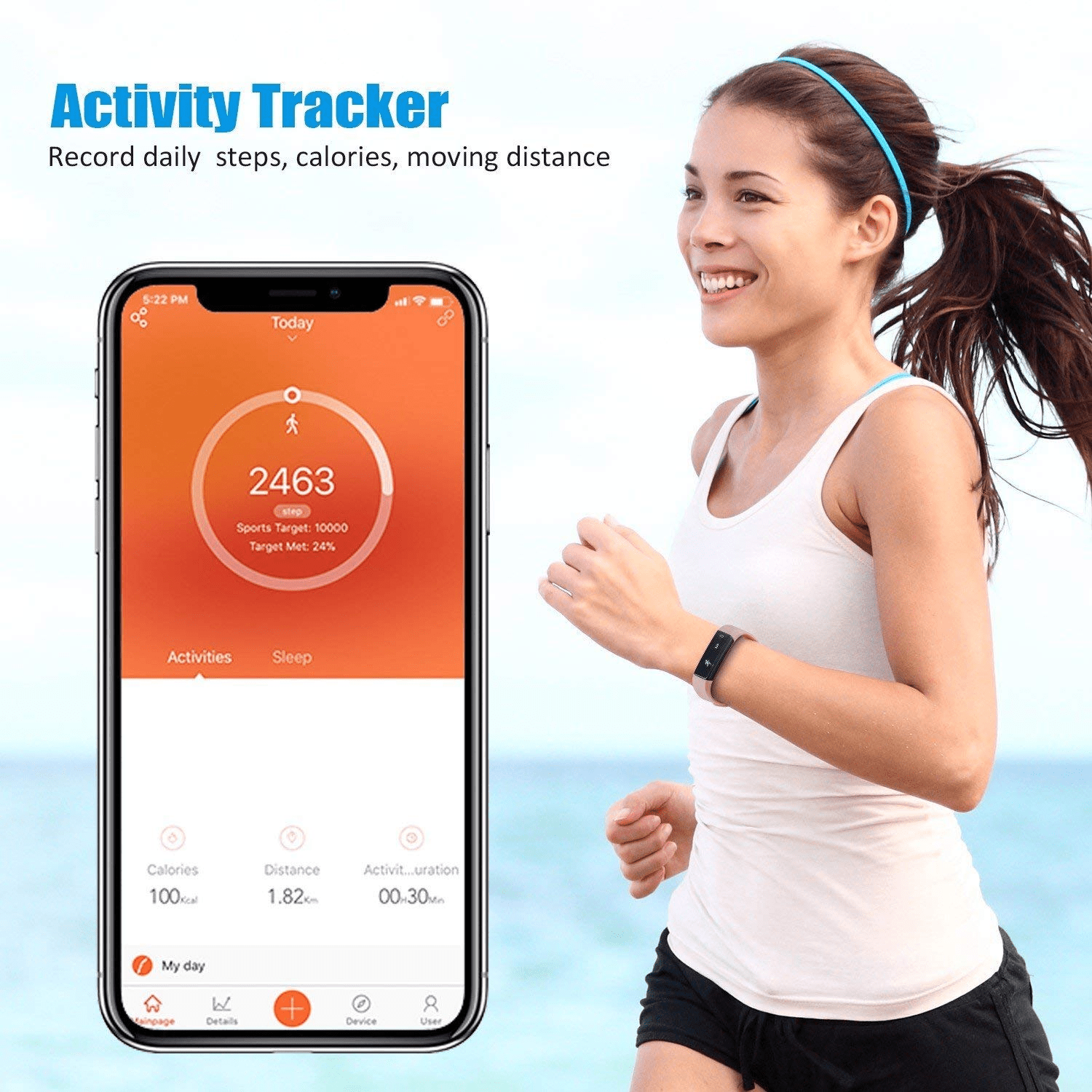 SmartFit Slim Activity Tracker And Monitor Smart Watch With FREE Extra Band - GNS Beauty & Personal Care