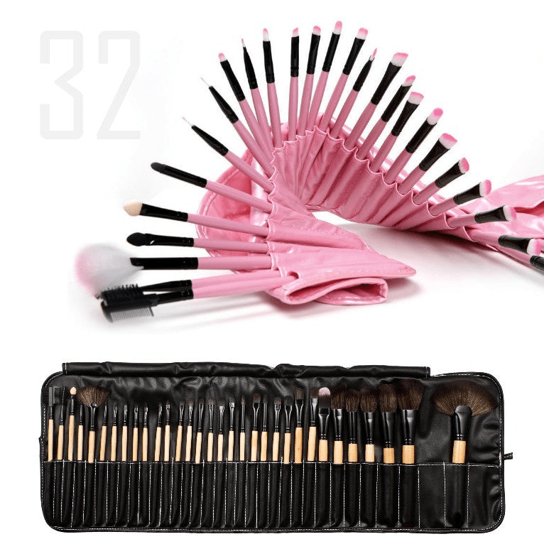 Sustainable 32 - Piece Makeup Brush Set with Vegan Storage Pouch - GNS Beauty & Personal Care