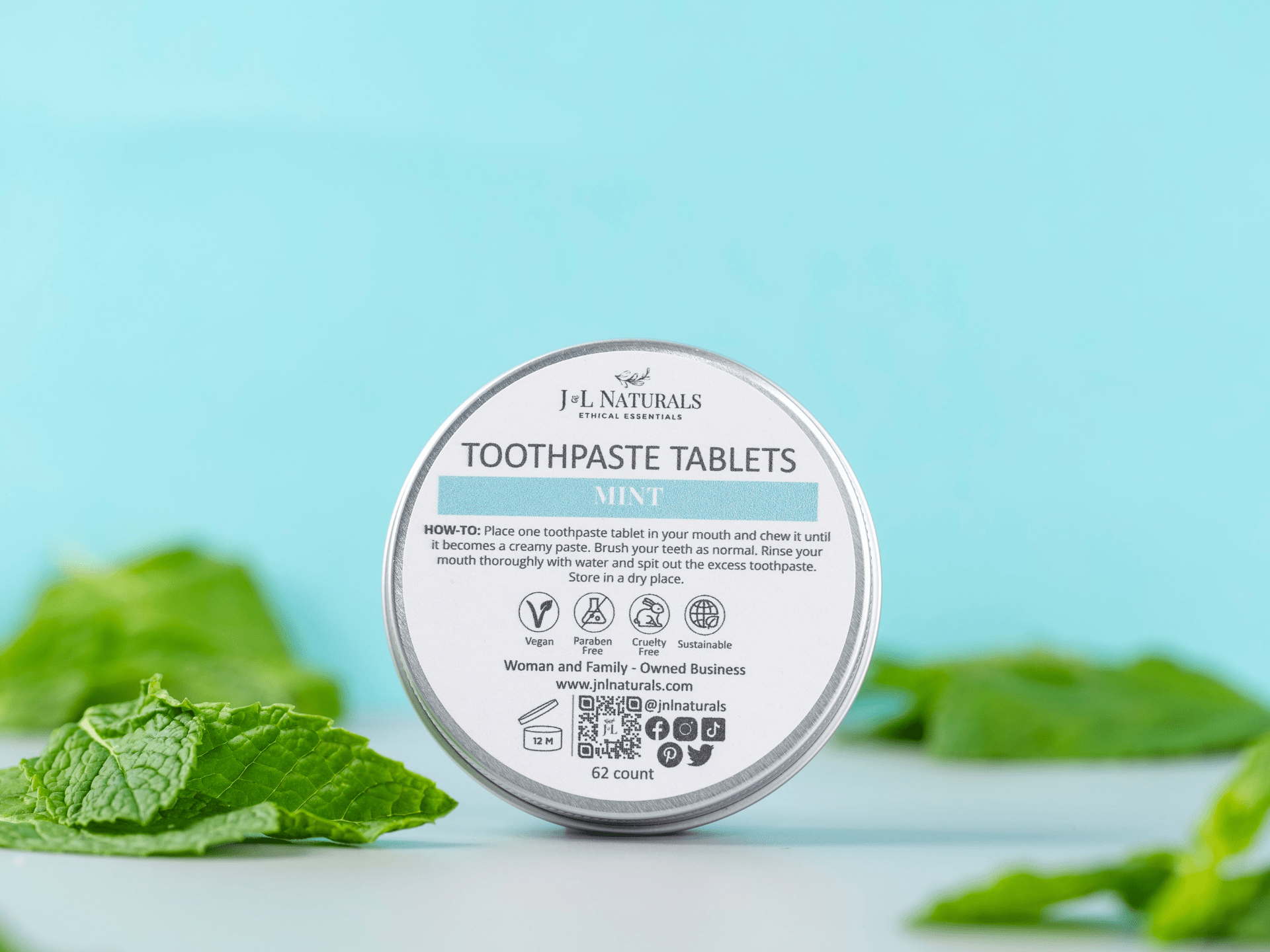 Toothpaste Tablets | Natural, Travel‑Ready, Eco Packaging (62 Count) - GNS Beauty & Personal Care