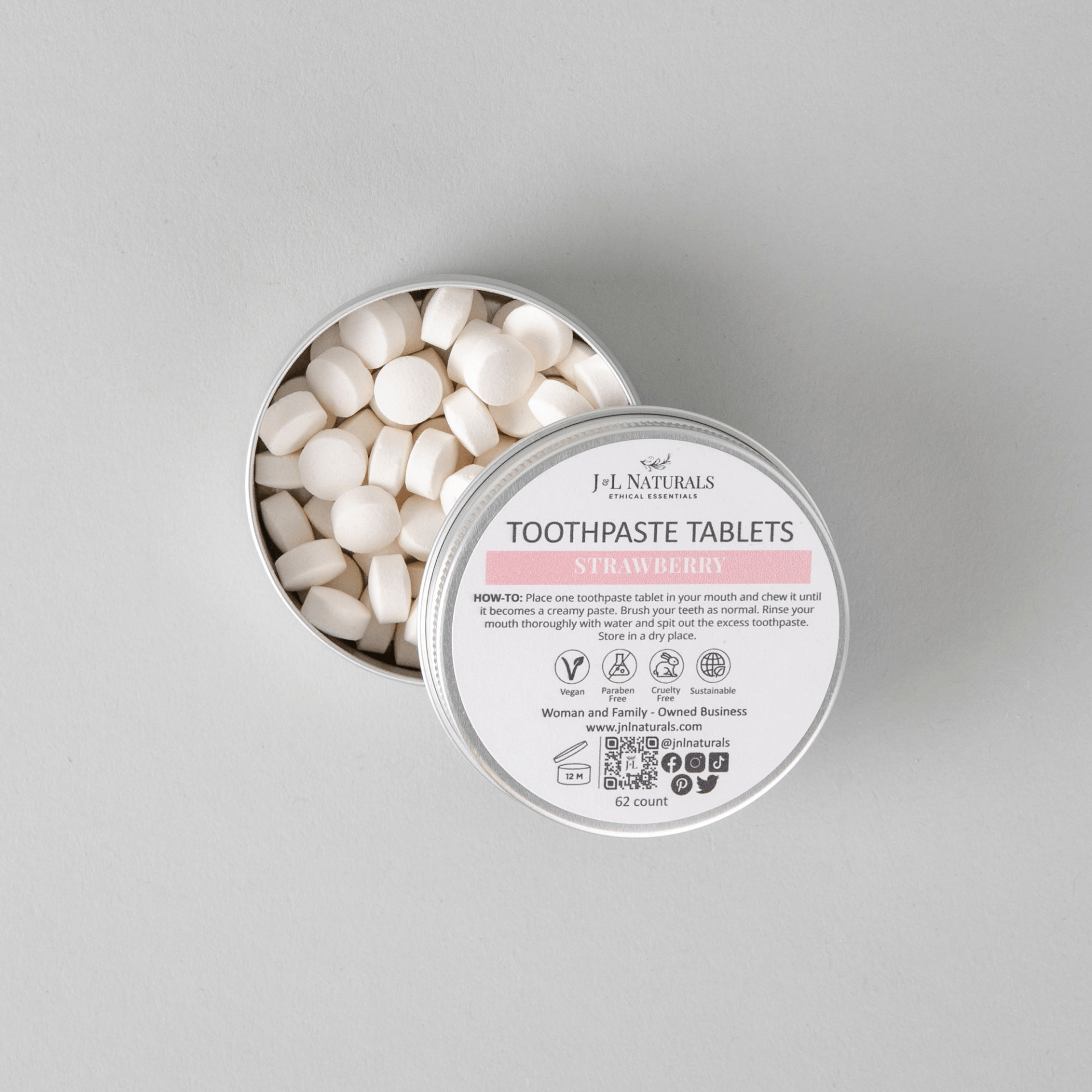 Toothpaste Tablets | Natural, Travel‑Ready, Eco Packaging (62 Count) - GNS Beauty & Personal Care