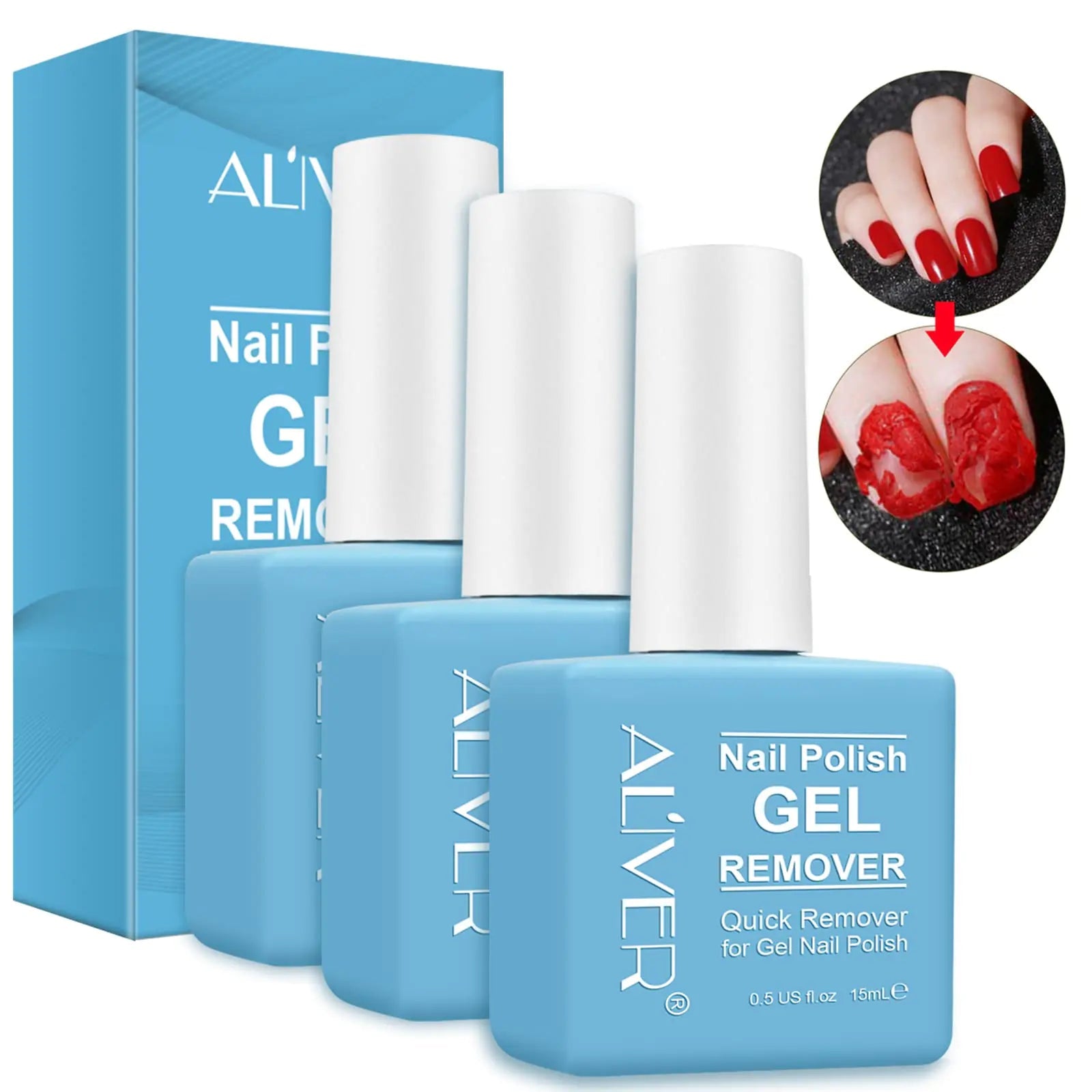 Tudiqe Gel Nail Polish Remover 3 - Pack, Soak - Off Gel Remover - Fast 2 - 5 Minute Formula, Professional Strength, 1.5 Oz (Blue) - GNS Beauty & Personal Care