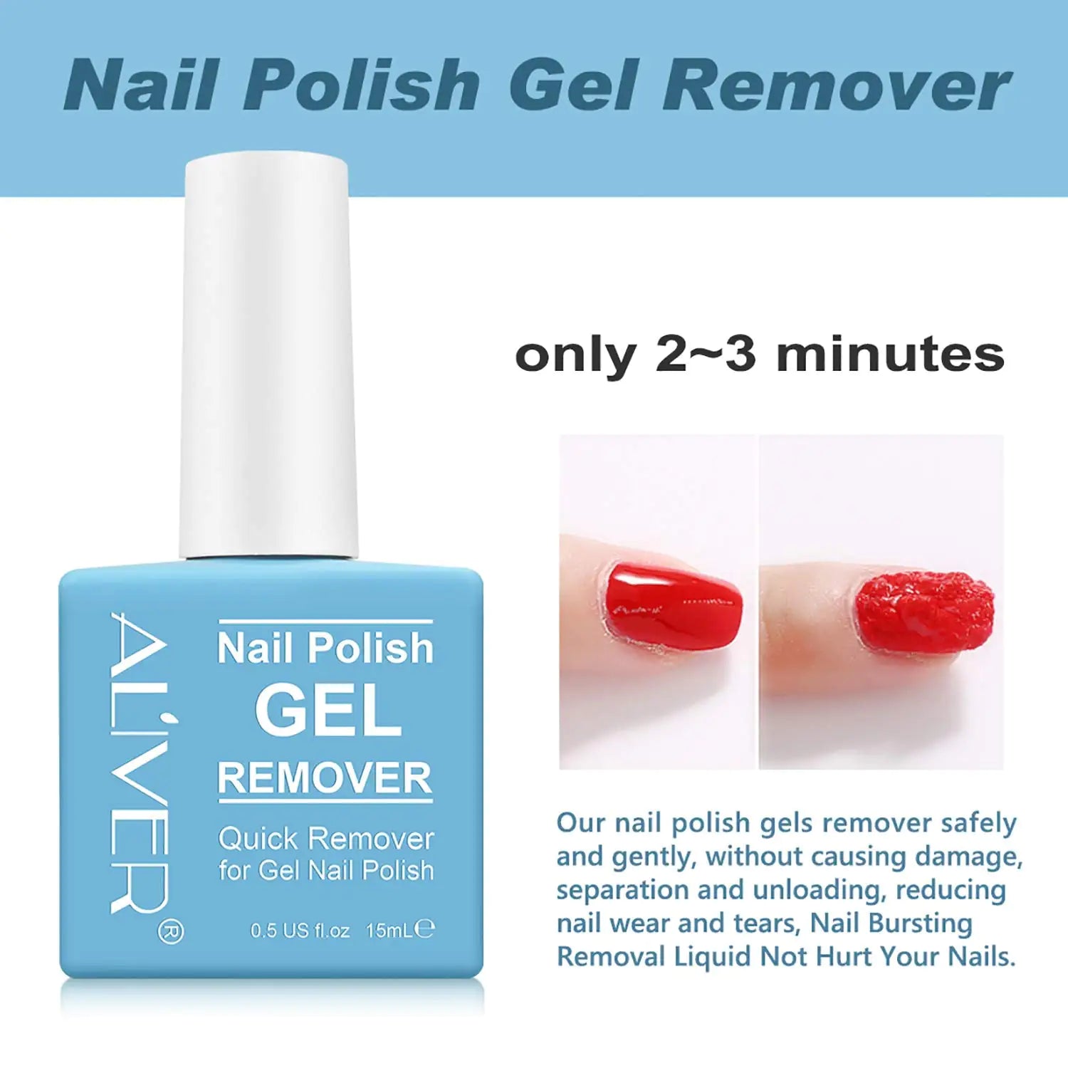 Tudiqe Gel Nail Polish Remover 3 - Pack, Soak - Off Gel Remover - Fast 2 - 5 Minute Formula, Professional Strength, 1.5 Oz (Blue) - GNS Beauty & Personal Care