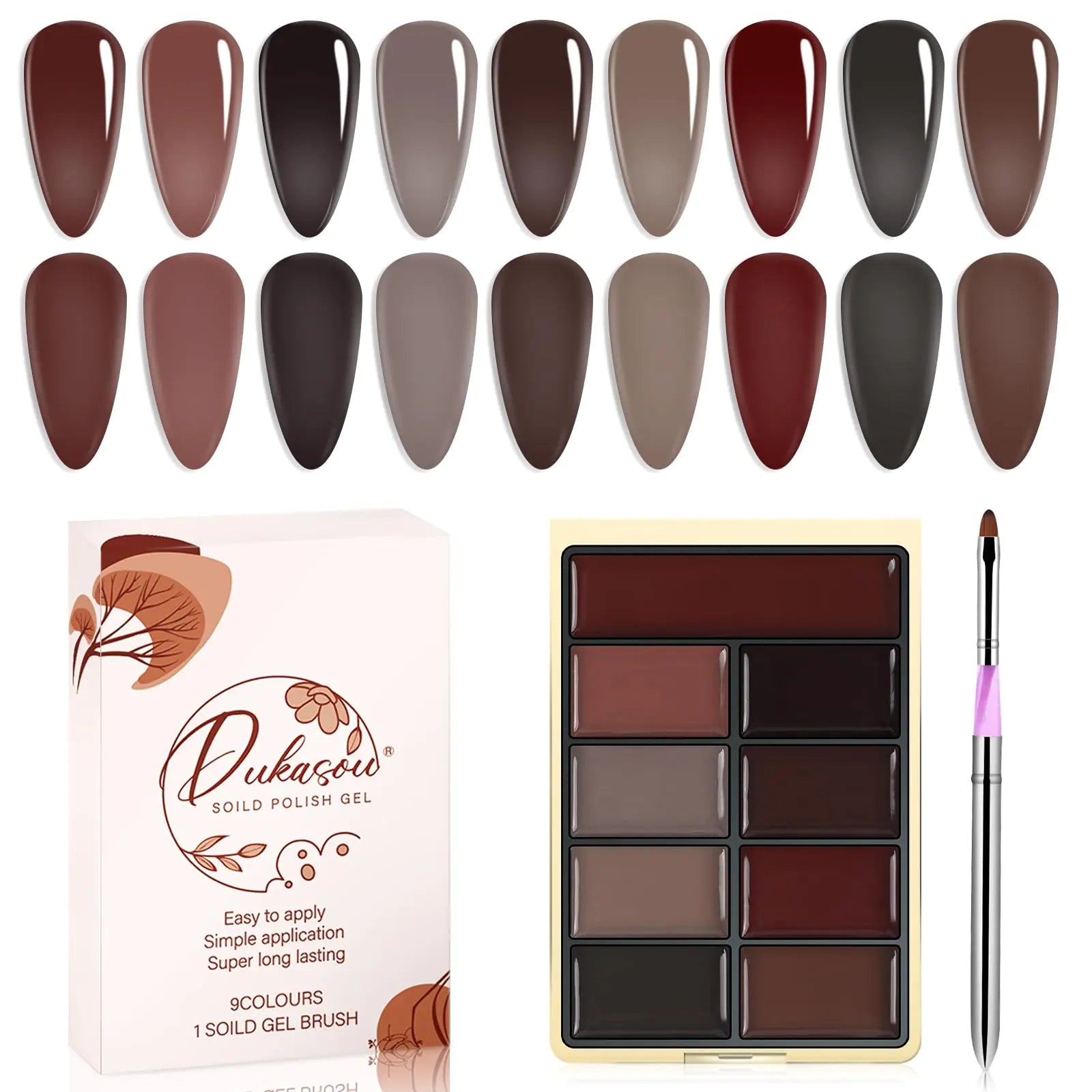 DUKASOU Solid Gel Nail Polish Set - Autumn Wind | 9-Color Manicure Palette