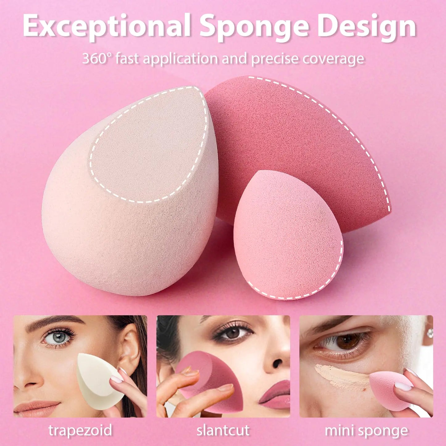 Latex Free Makeup Sponge Set - 7 Multi-Colored Beauty Blenders with Mini Sponge, Perfect for Liquid, Cream, and Powder Application