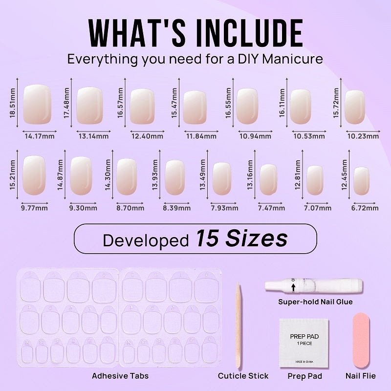 Vanilla Cream Square Nails - Press On Nails | Long Lasting & Reusable - GNS Beauty & Personal Care