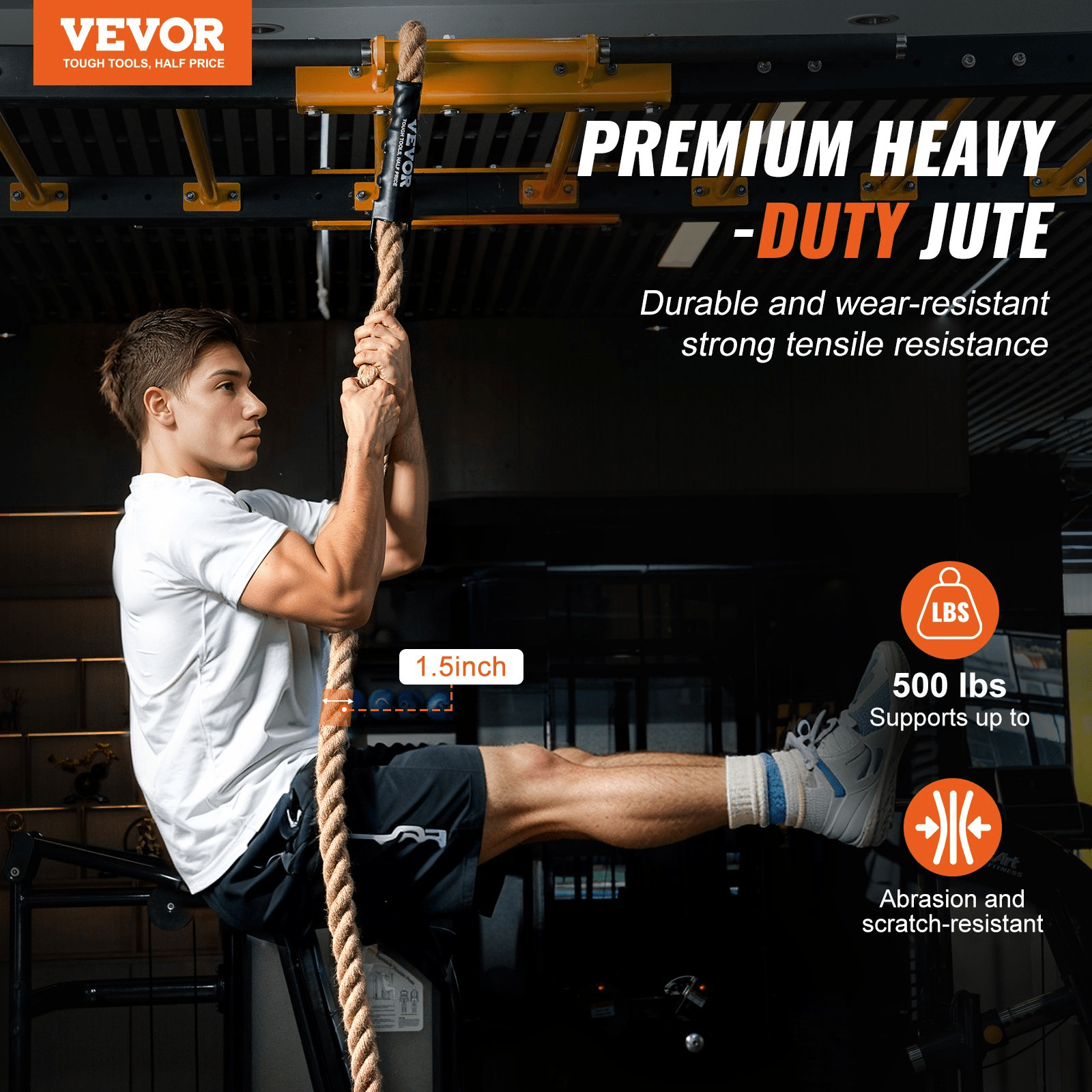 VEVOR 1.5"x10FT Gym Climbing Rope Fitness Strength Training Rope Home Exercise - GNS Beauty & Personal Care
