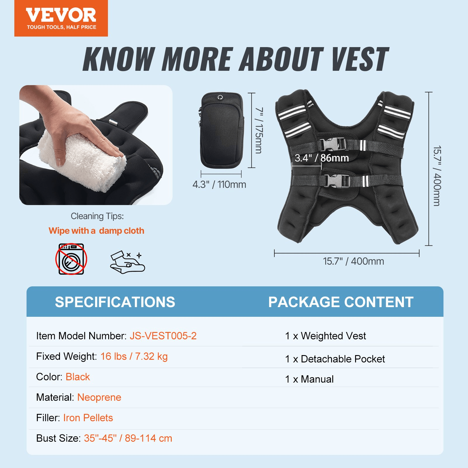 VEVOR 16lb Weighted Vest – Strength Training & Endurance Boost - GNS Beauty & Personal Care