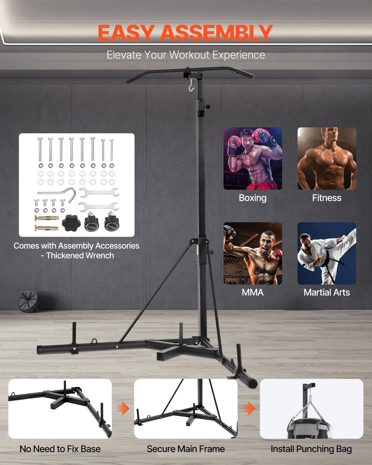 VEVOR 2 - in - 1 Heavy Duty Punching Bag Stand | Steel Frame for Home Boxing & Fitness - GNS Beauty & Personal Care