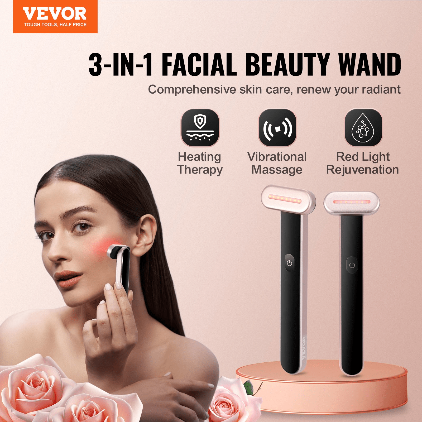 VEVOR 3 - in - 1 LED Red Light Therapy Wand – Professional Skincare in Your Hands - GNS Beauty & Personal Care