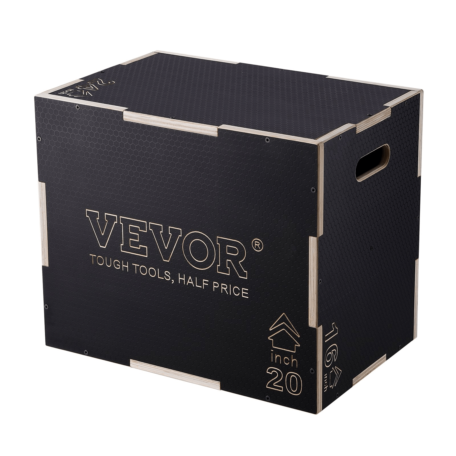 VEVOR 3 in 1 Plyometric Jump Box, 24/20/16 Inch Wooden Plyo Box, Platform & Jumping Agility Box, Anti - Slip Fitness Exercise Step Up Box for Home Gym Training, Conditioning Strength Training, Black - GNS Beauty & Personal Care