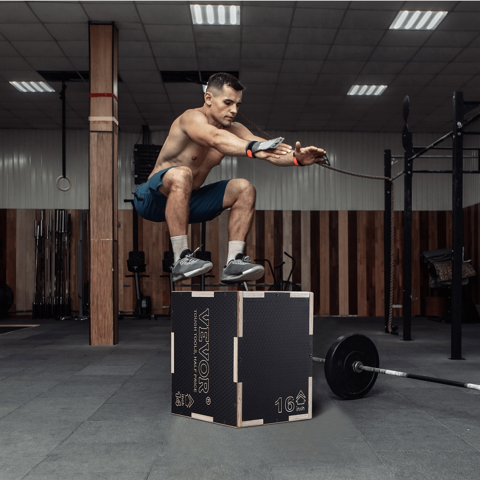 VEVOR 3 - in - 1 Wooden Plyometric Jump Box – Adjustable Training for Strength & Agility - GNS Beauty & Personal Care
