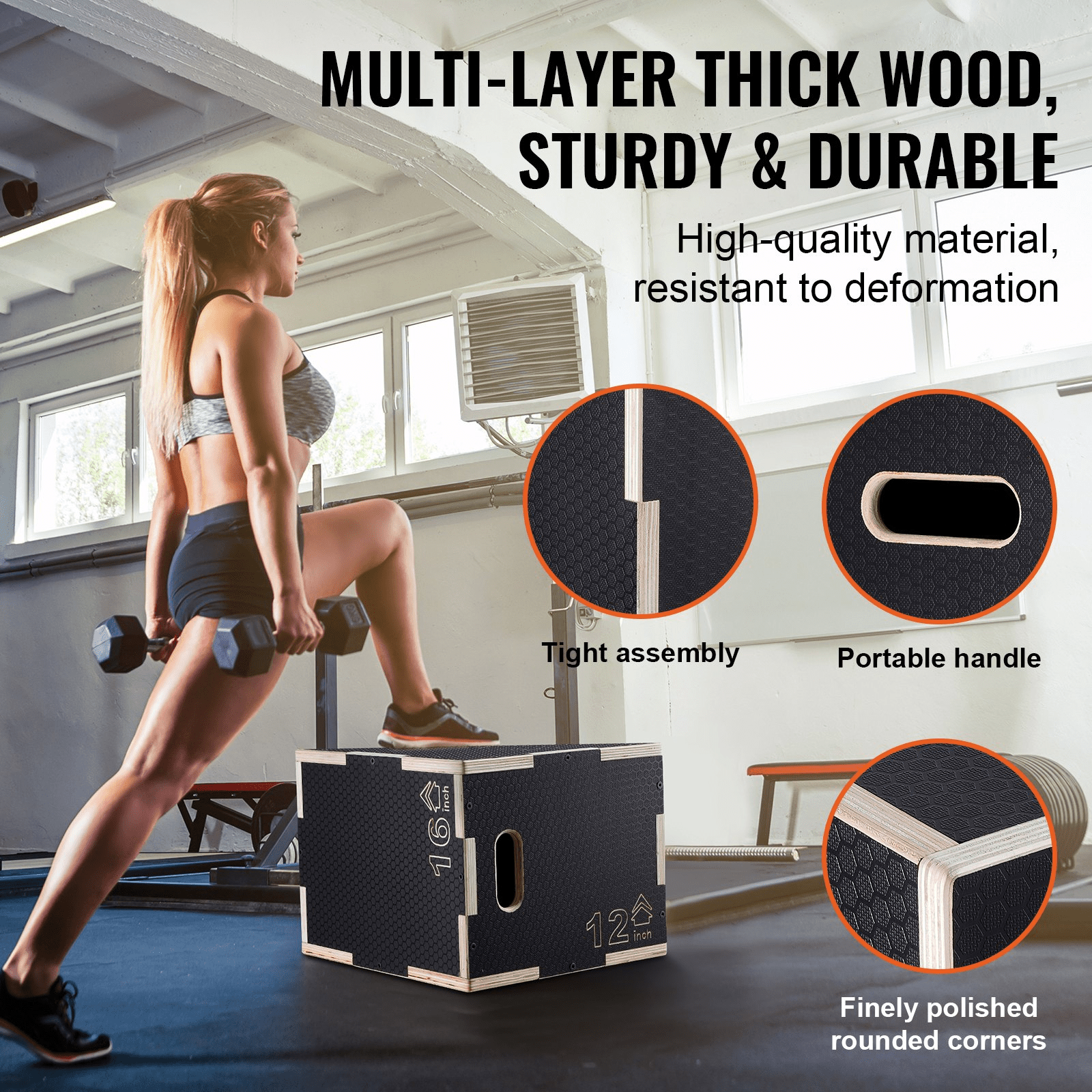 VEVOR 3 - in - 1 Wooden Plyometric Jump Box – Adjustable Training for Strength & Agility - GNS Beauty & Personal Care