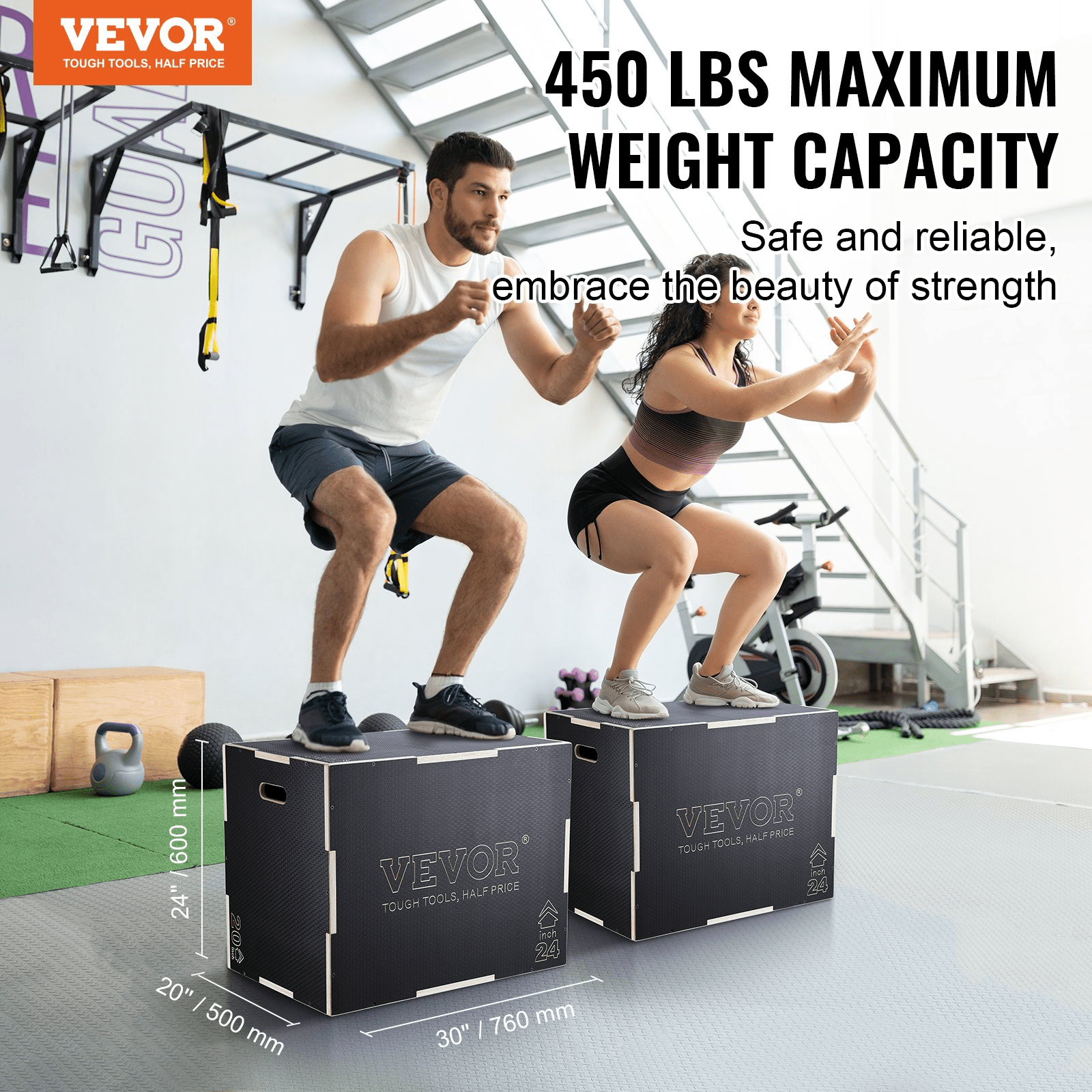 VEVOR 3 - in - 1 Wooden Plyometric Jump Box – Adjustable Training Platform for Strength & Conditioning - GNS Beauty & Personal Care