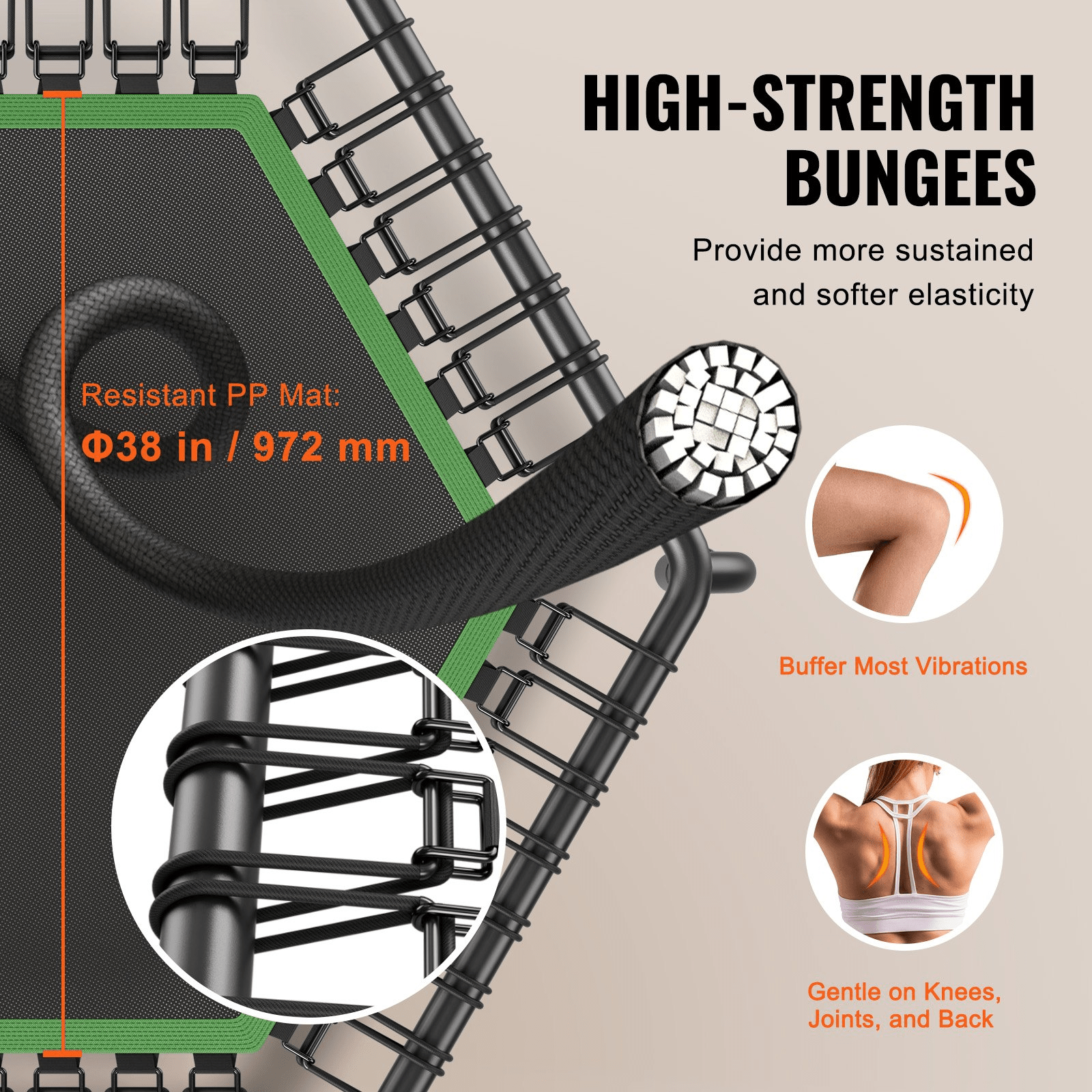 VEVOR 54.5" Mini Fitness Trampoline – High - Performance Rebounder for Cardio & Strength - GNS Beauty & Personal Care