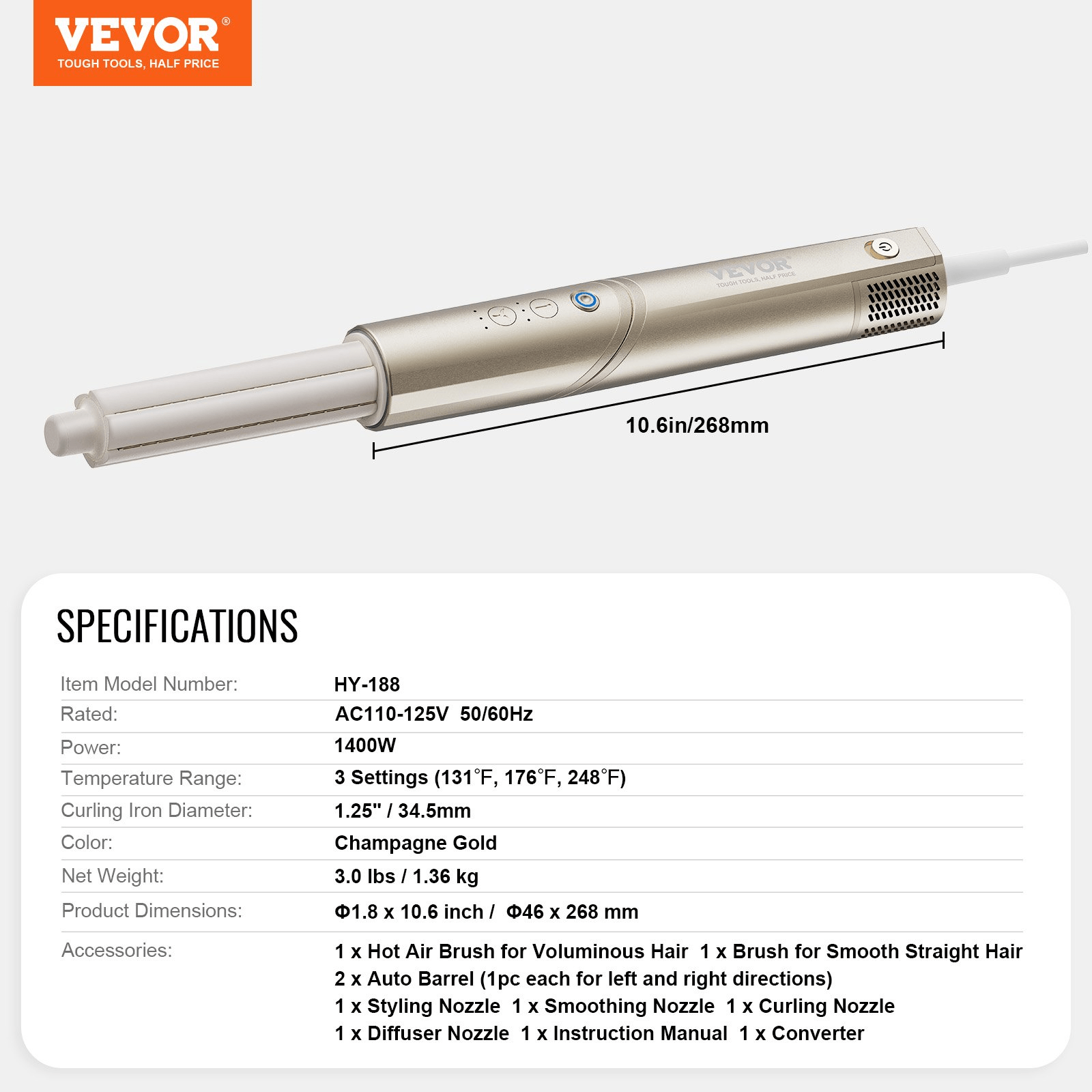 VEVOR 8 - in - 1 Curling Iron Set – Multi - Functional Ceramic Hair Styling Tool - GNS Beauty & Personal Care