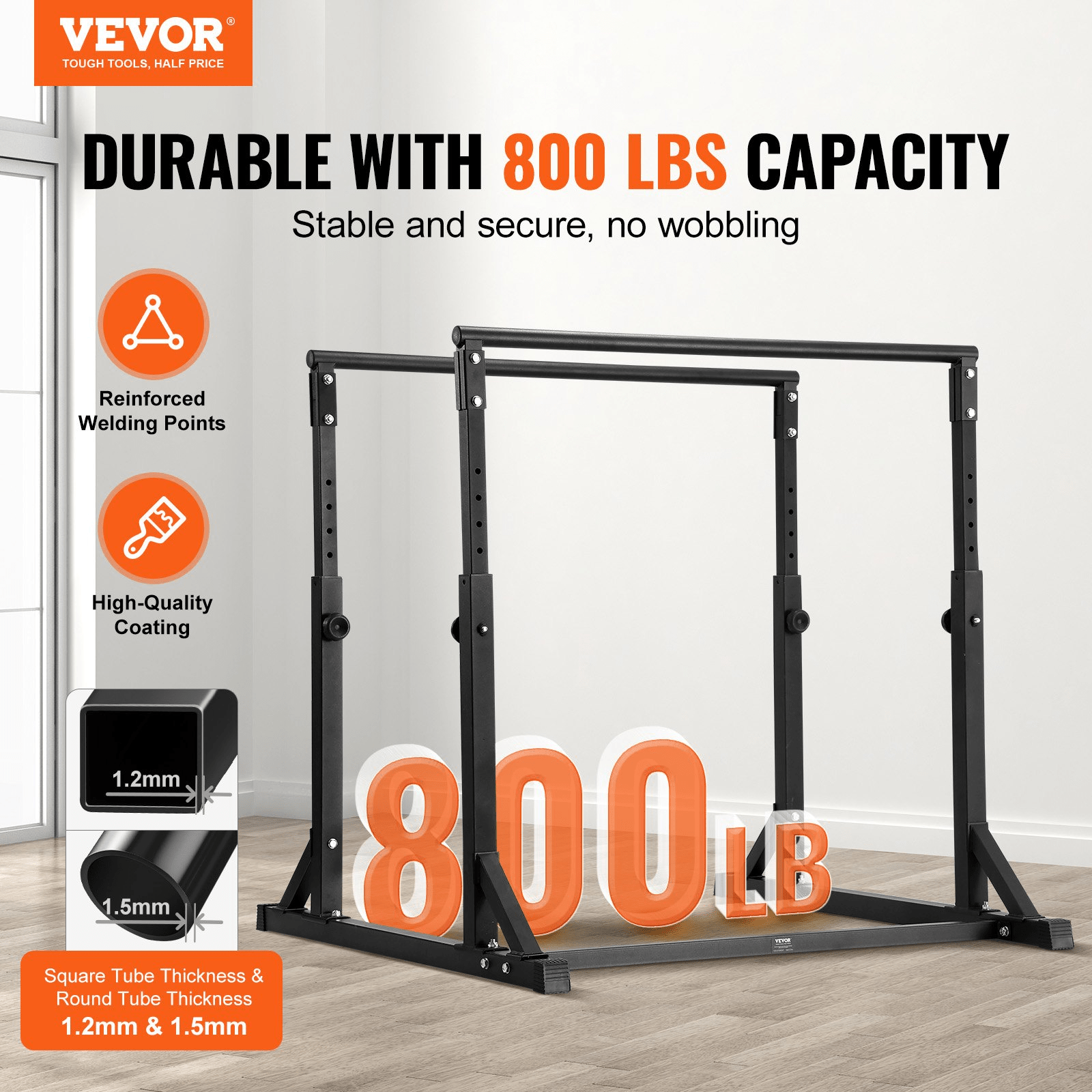 VEVOR 800 lbs Capacity Dip Bar – Heavy - Duty Strength Training Station for Home & Gym - GNS Beauty & Personal Care